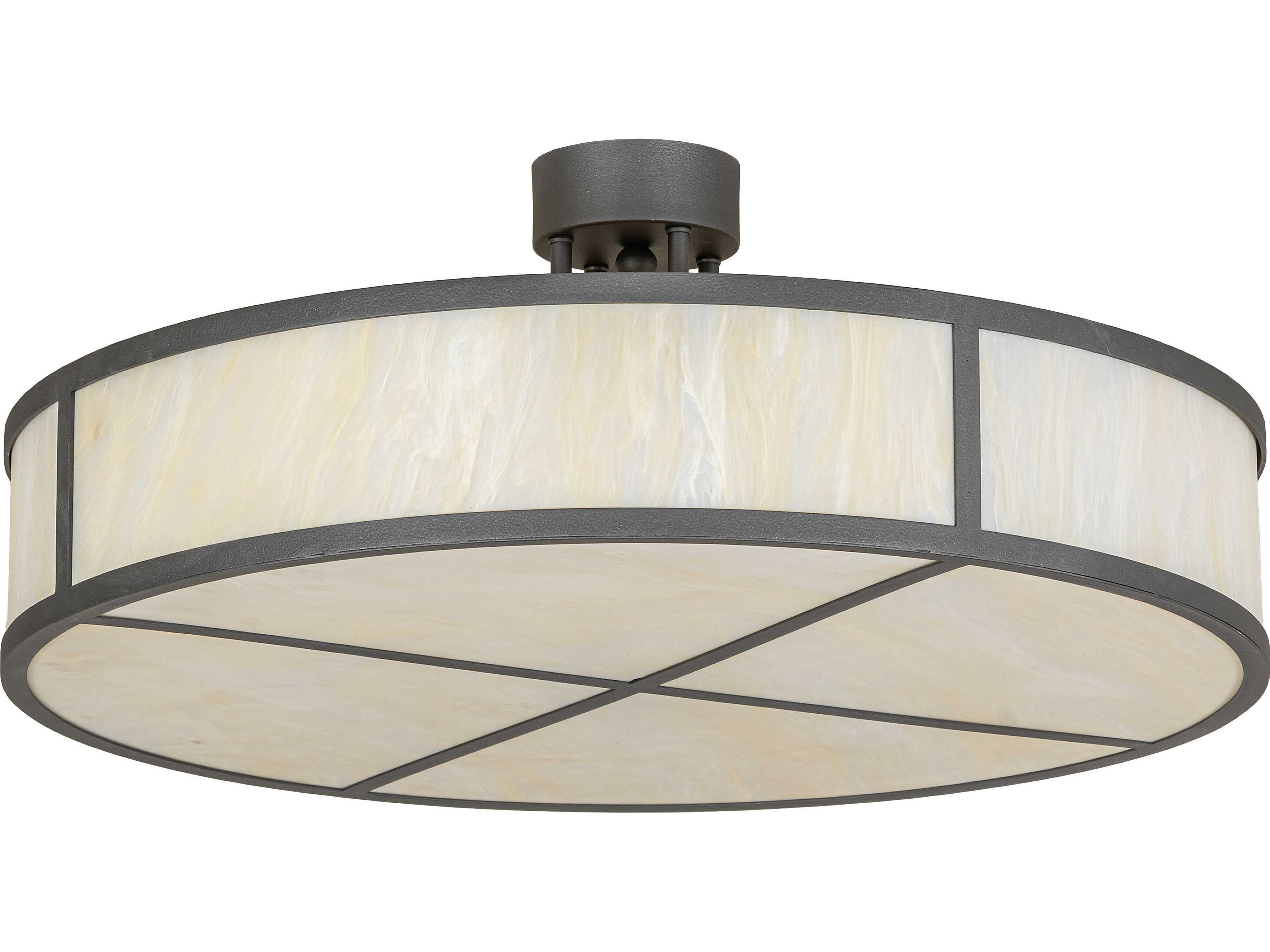 Meyda Cilindro 4-Light Creme Carrare Idalight Gunmetal Semi Flush Mount