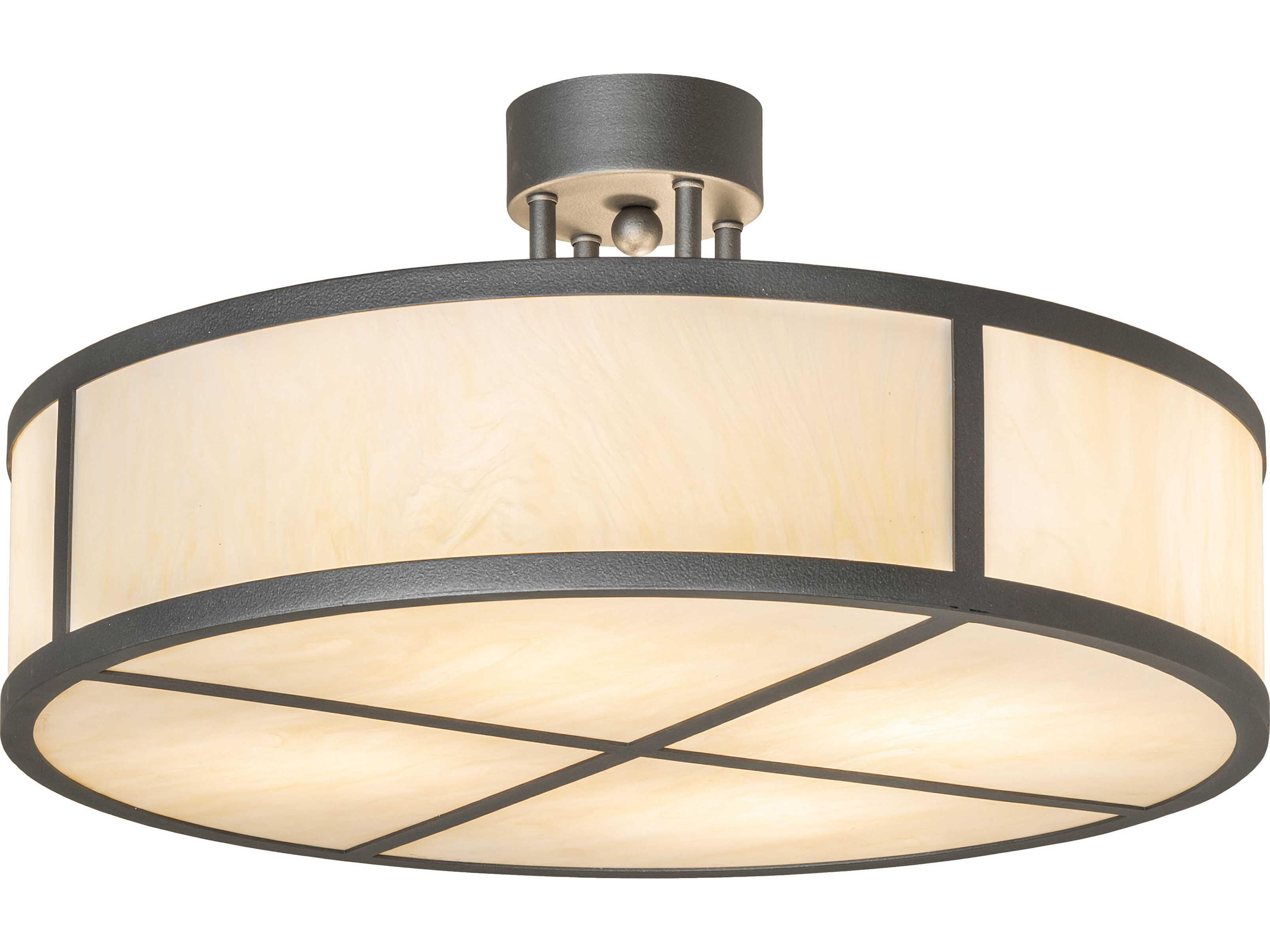 Cilindro 4-Light Creme Carrare Idalight Gunmetal Semi Flush Mount