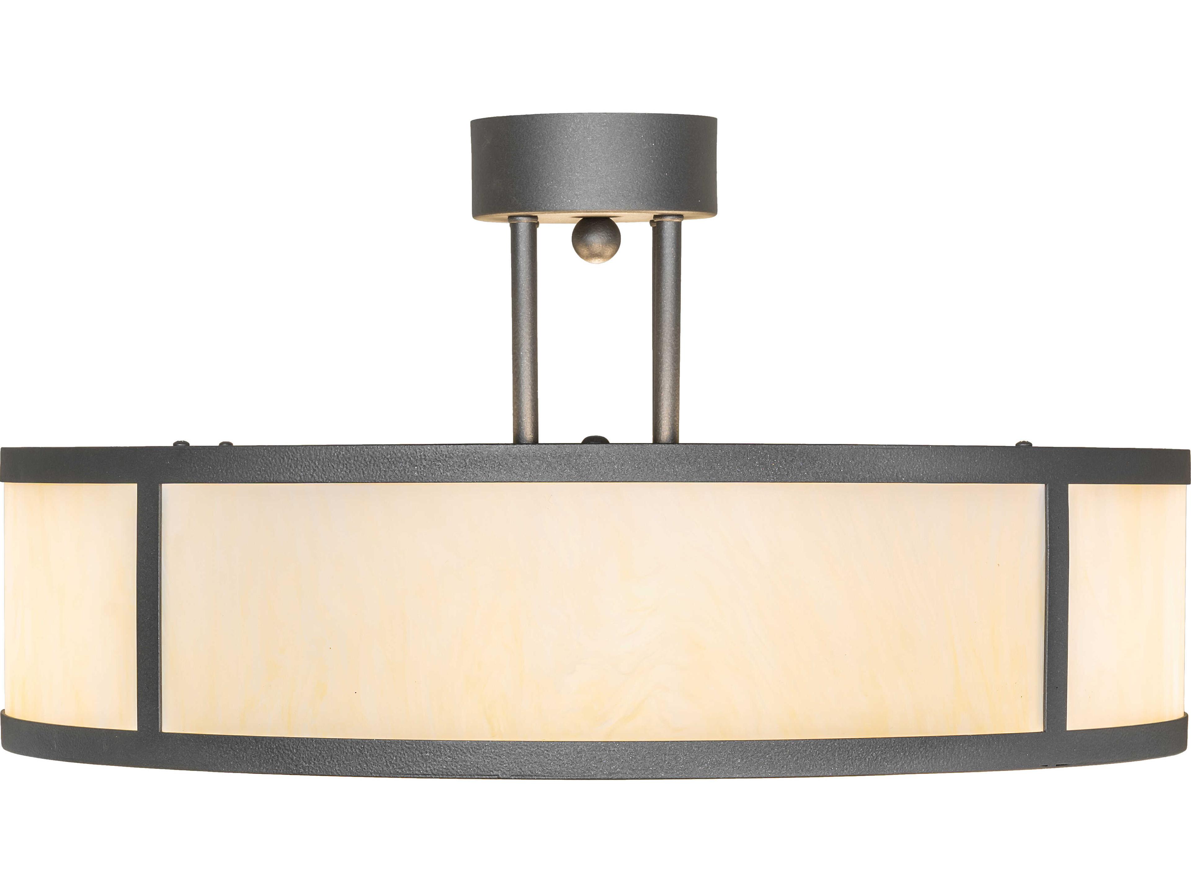 Meyda Cilindro 4-Light Creme Carrare Idalight Gunmetal Semi Flush Mount