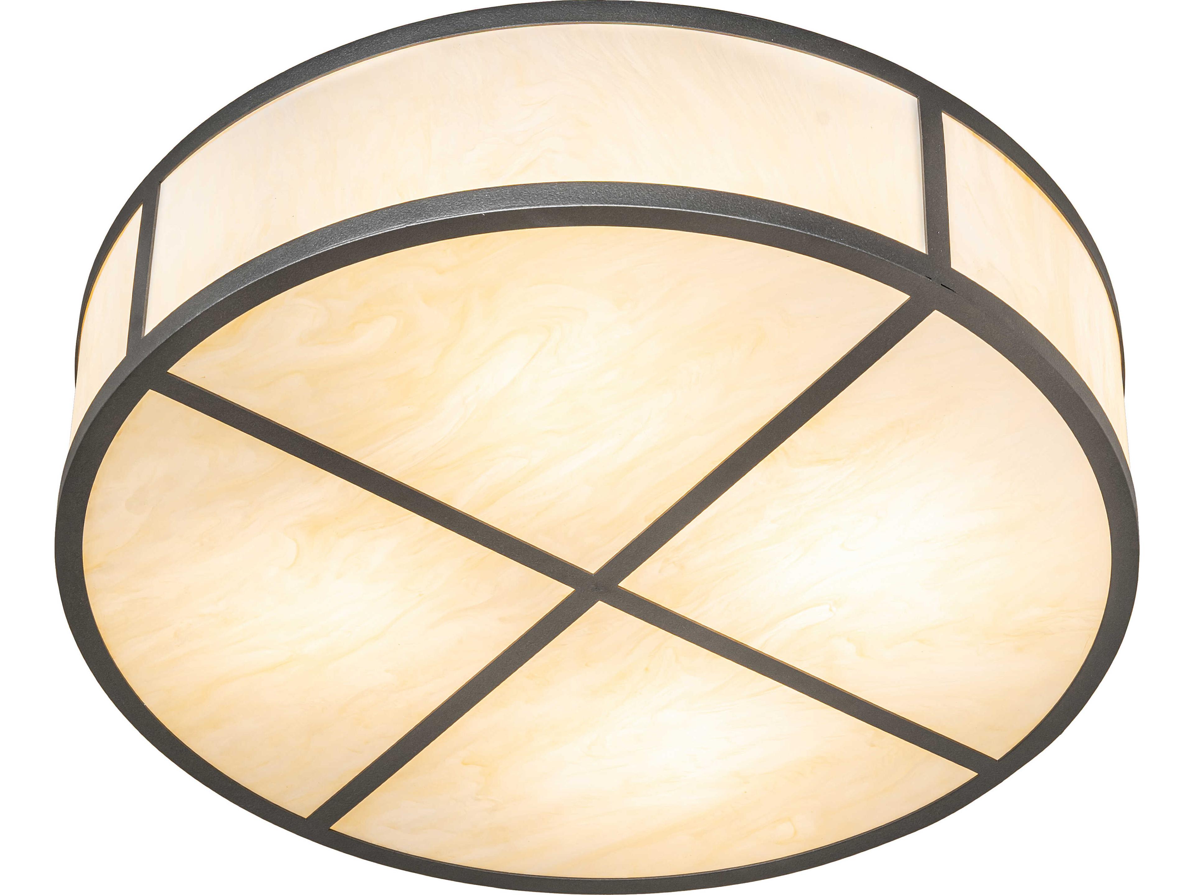 Meyda Cilindro 4-Light Creme Carrare Idalight Gunmetal Semi Flush Mount