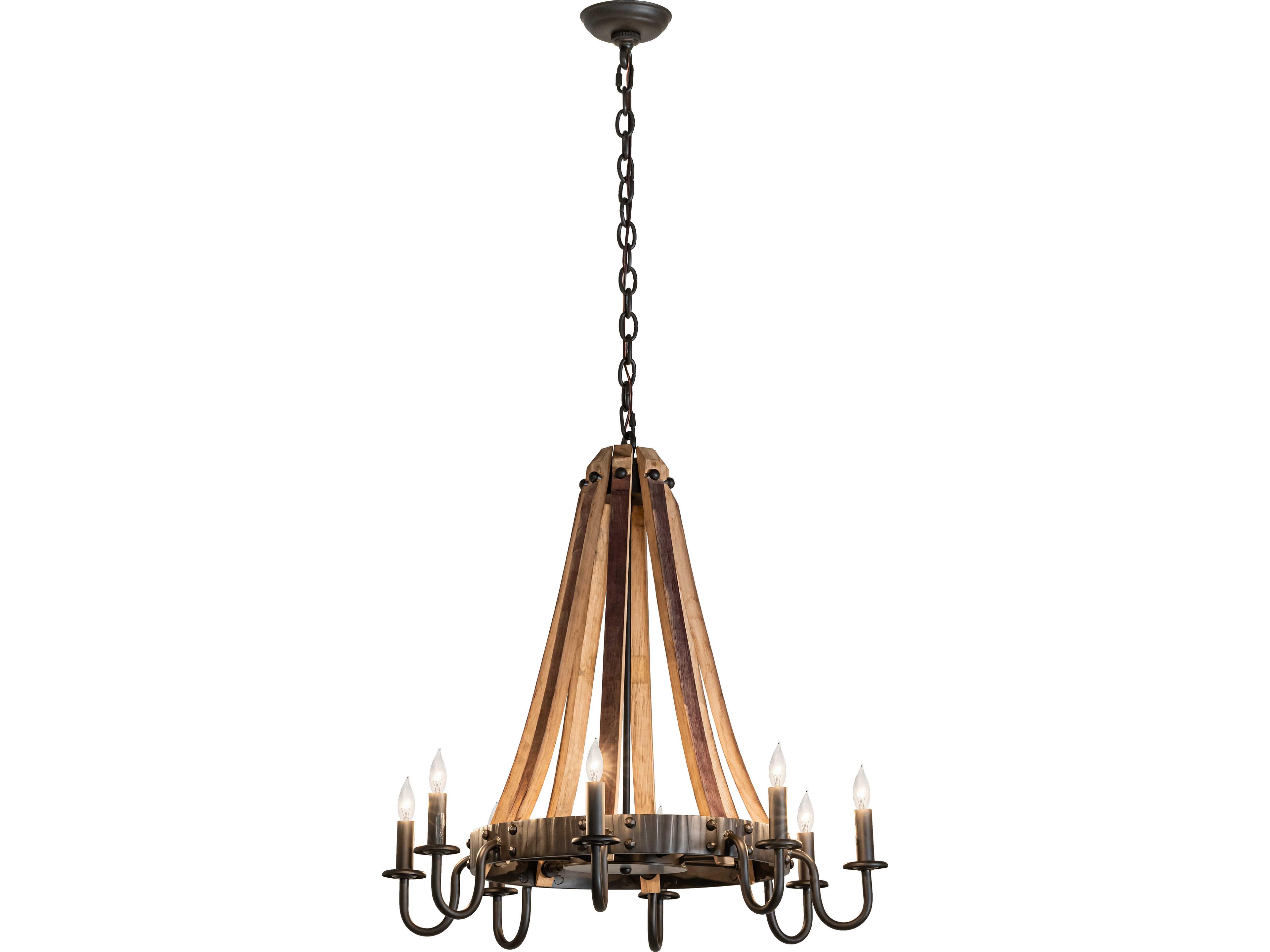 Barrel Stave 8-Light Oil Rubbed Bronze Traditional Candelabra Chandelier