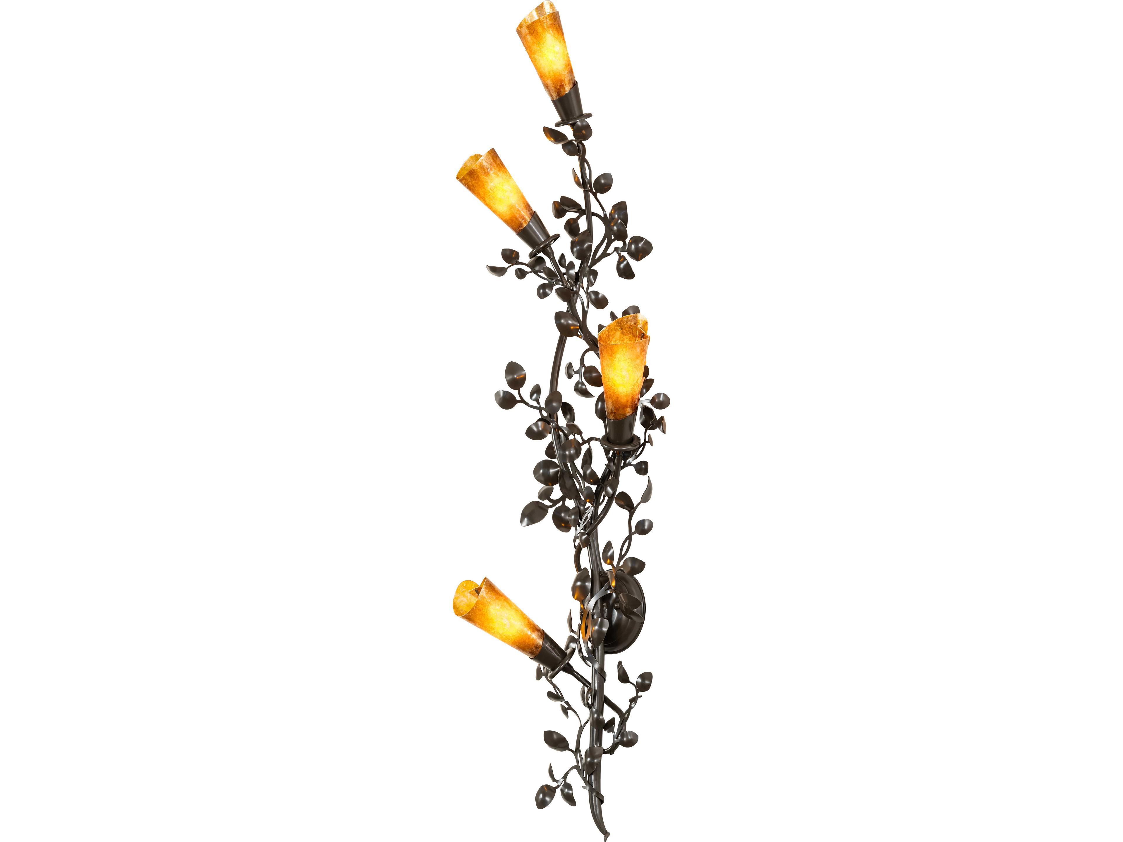 Vinca Vine 4-Light Amber Mica Bronze Wall Sconce