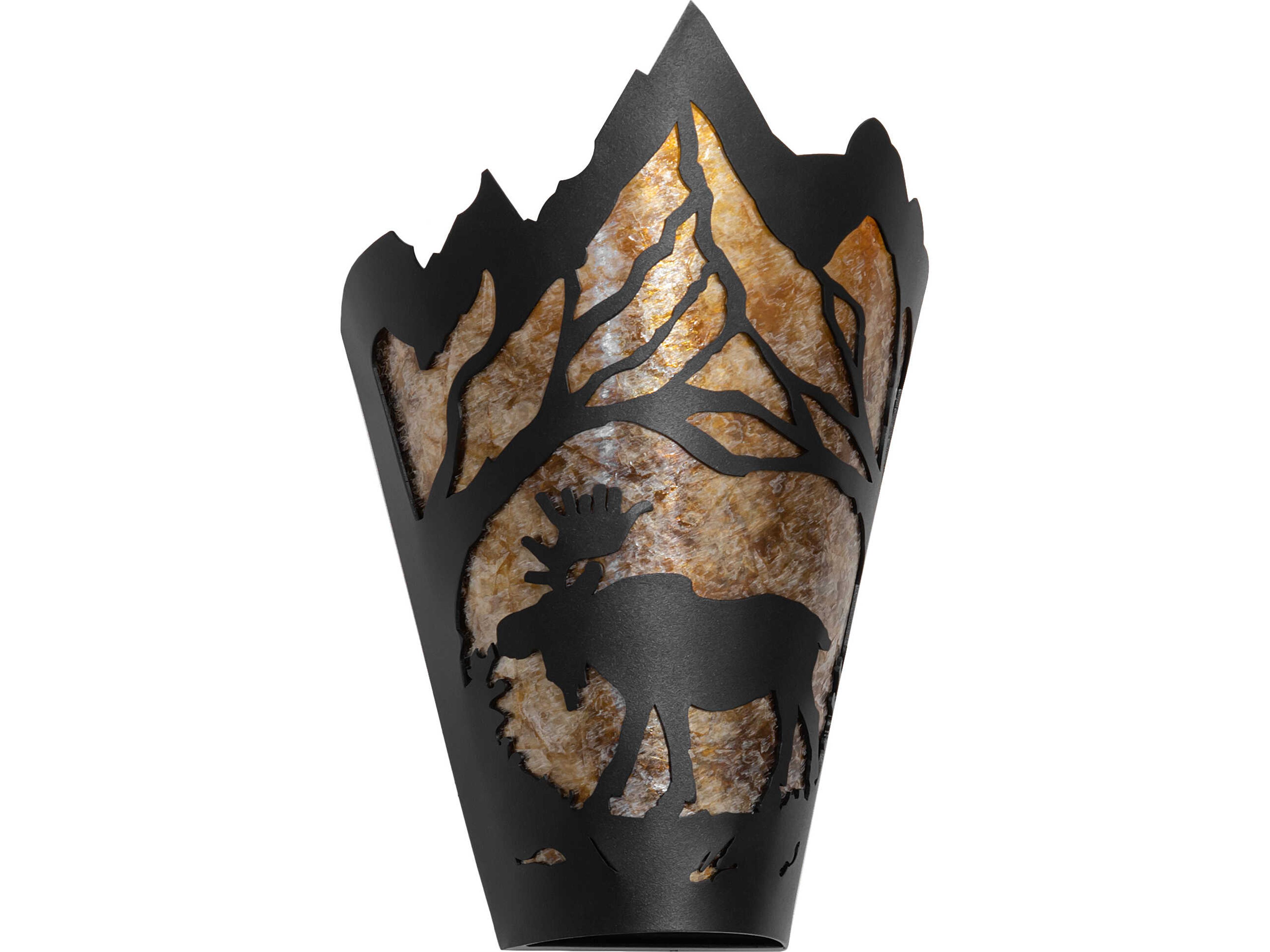 Meyda Moose At Dawn at 1-Light Amber Mica Black Traditional Wall Sconce