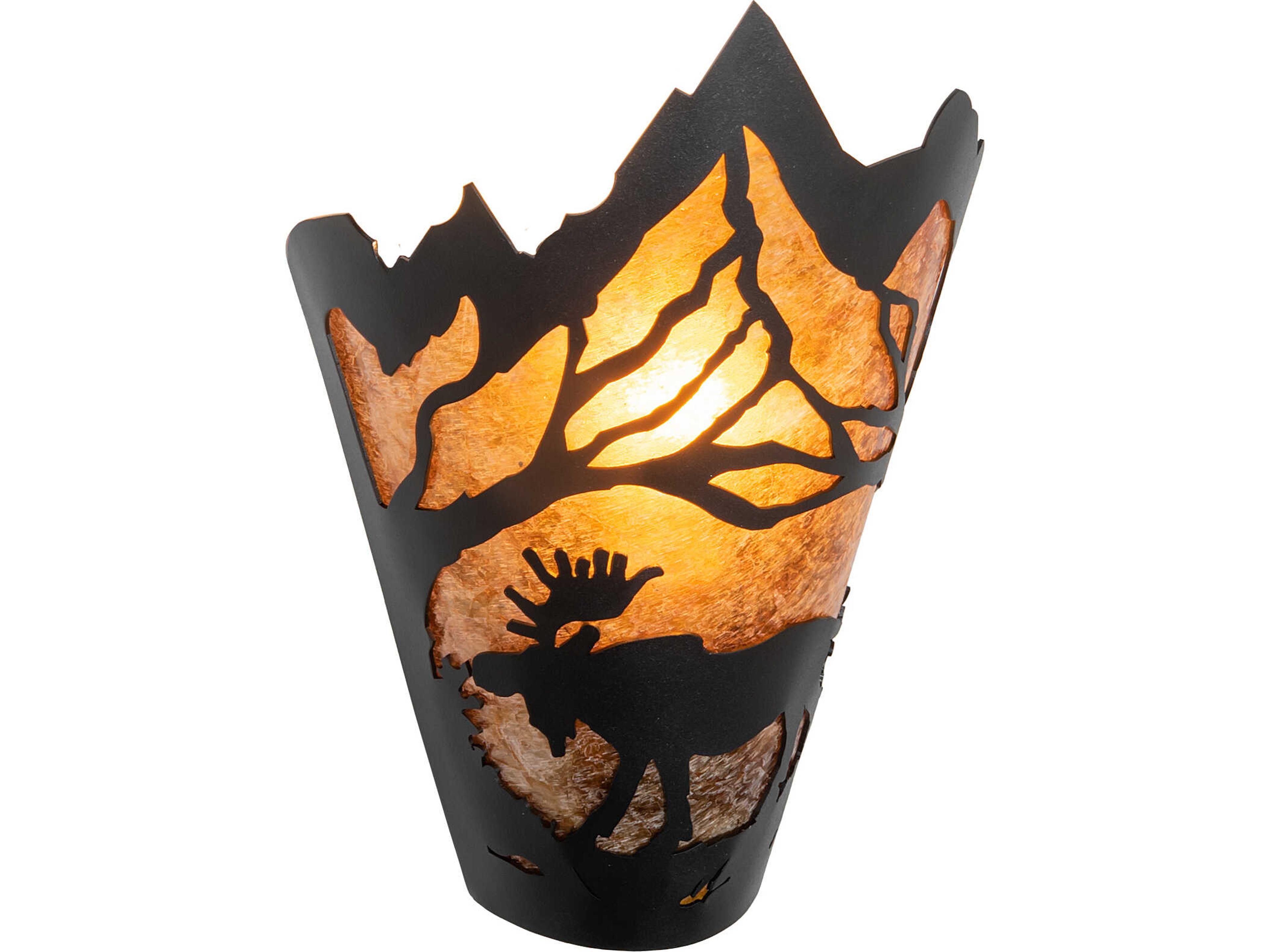 Meyda Moose At Dawn at 1-Light Amber Mica Black Traditional Wall Sconce