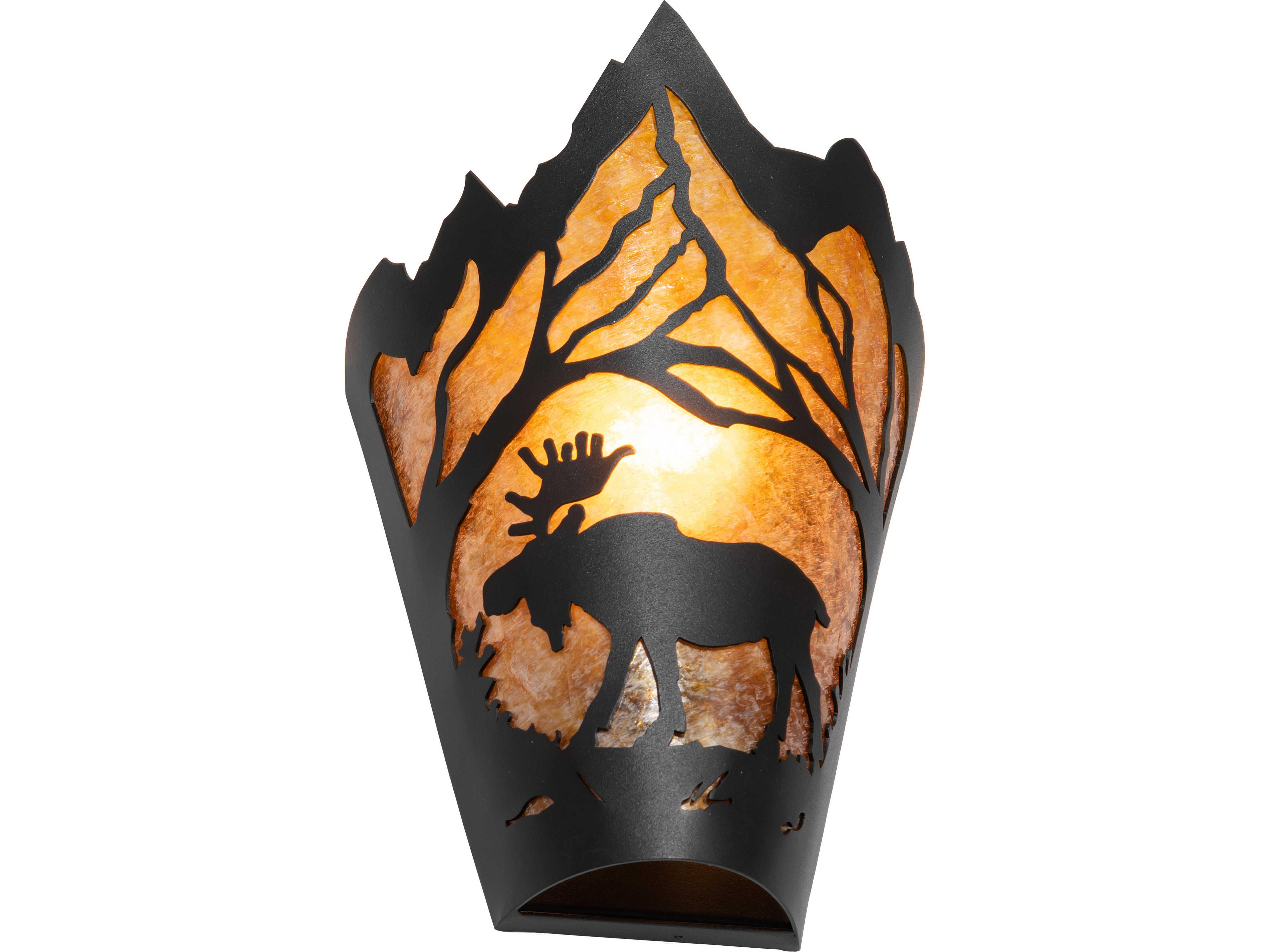 Meyda Moose At Dawn at 1-Light Amber Mica Black Traditional Wall Sconce