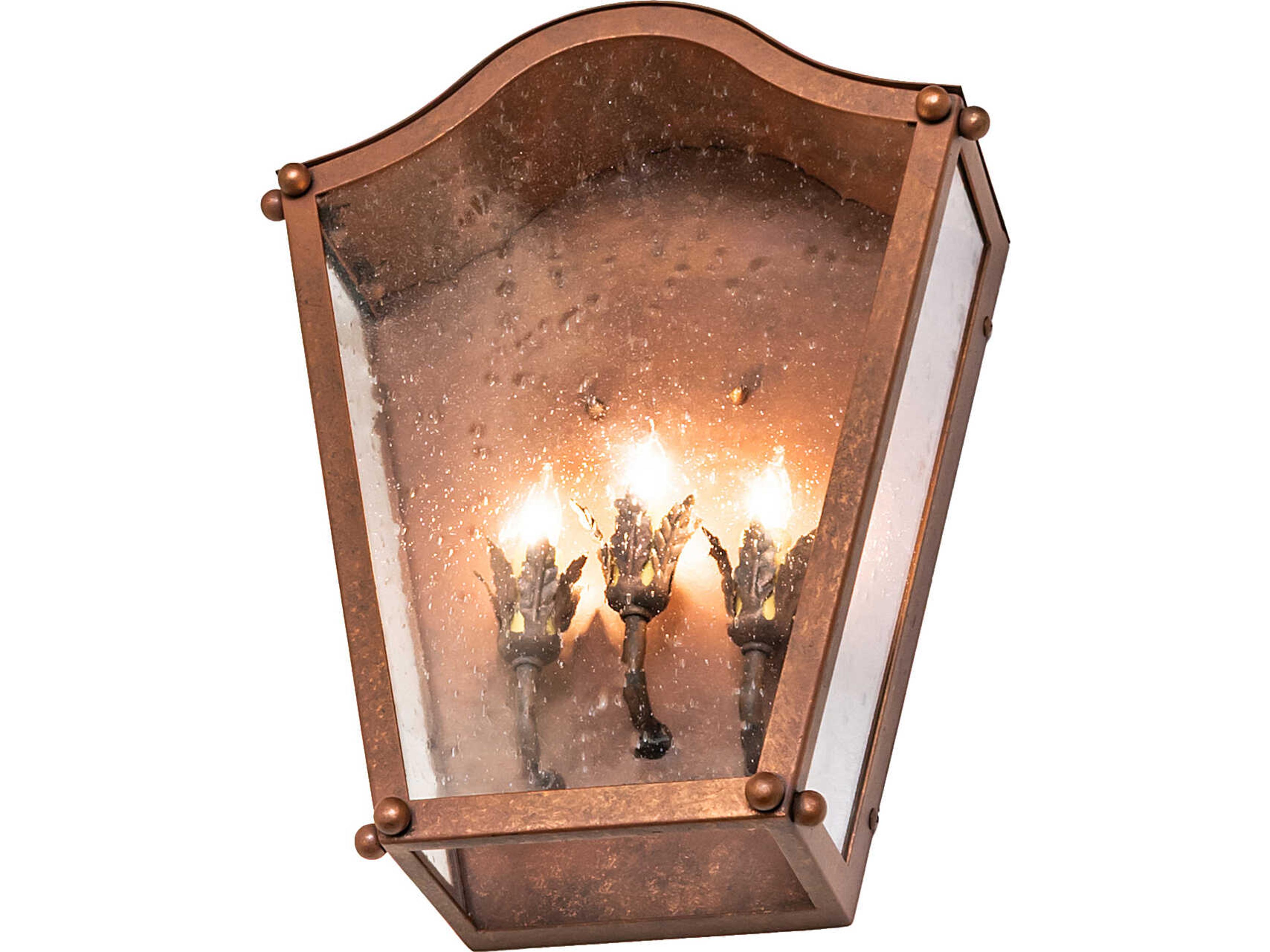 Meyda Austin 3-Light Clear Seeded Glass Bronze Traditional Wall Sconce