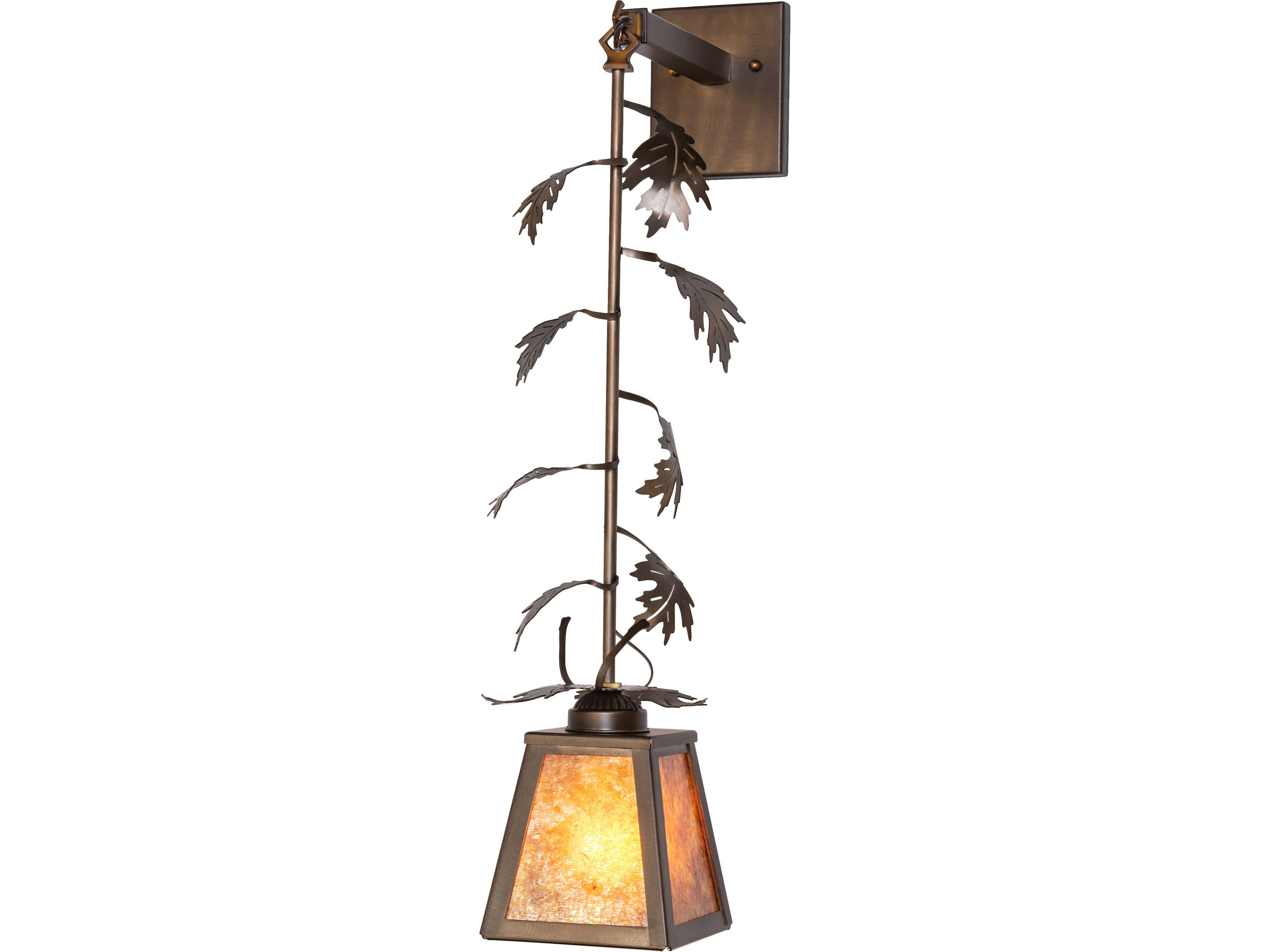 Oak Leaf 1-Light Amber Mica Copper Traditional Wall Sconce