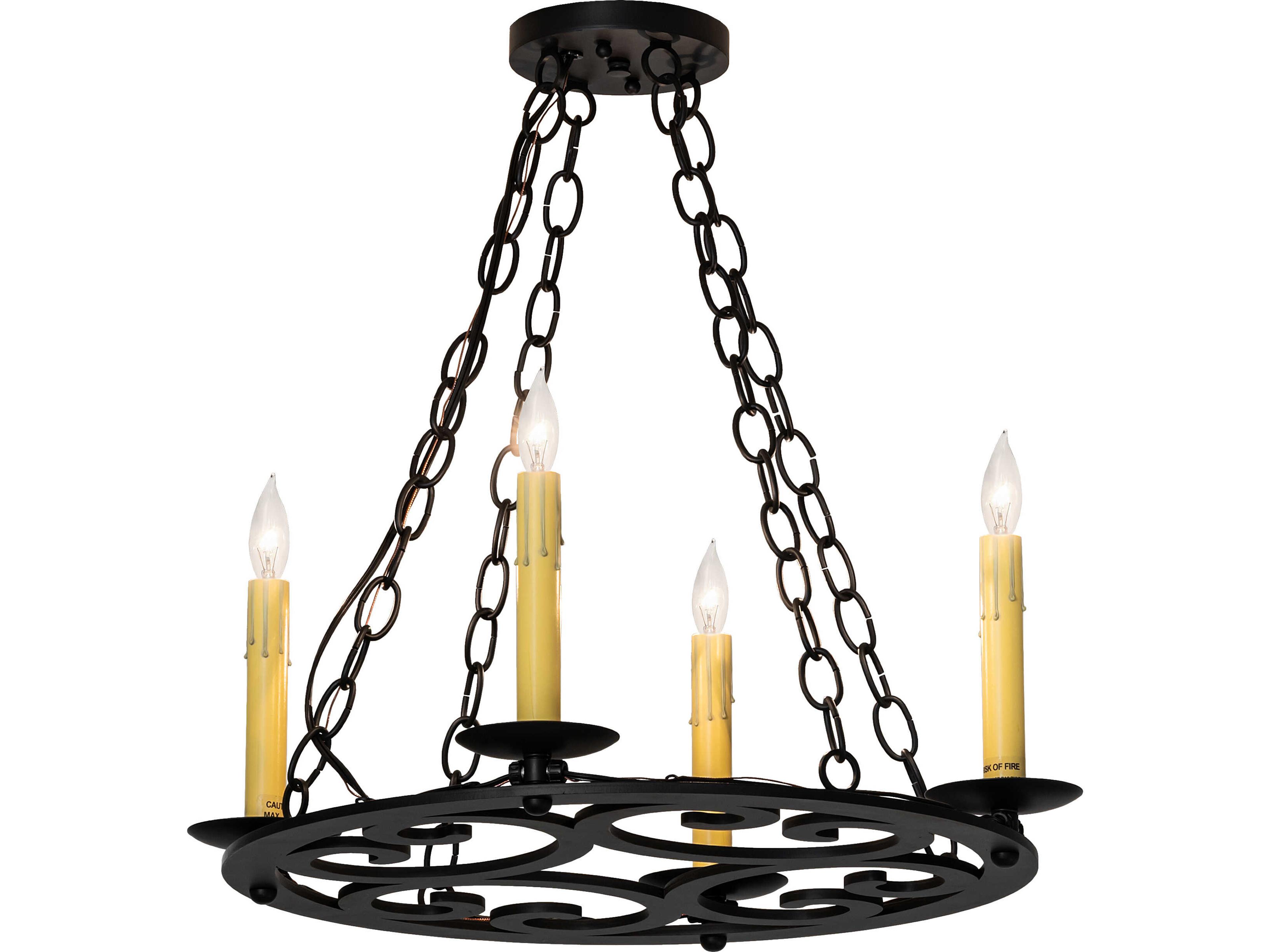 Ashley 4-Light Blackwash Traditional Candelabra Chandelier