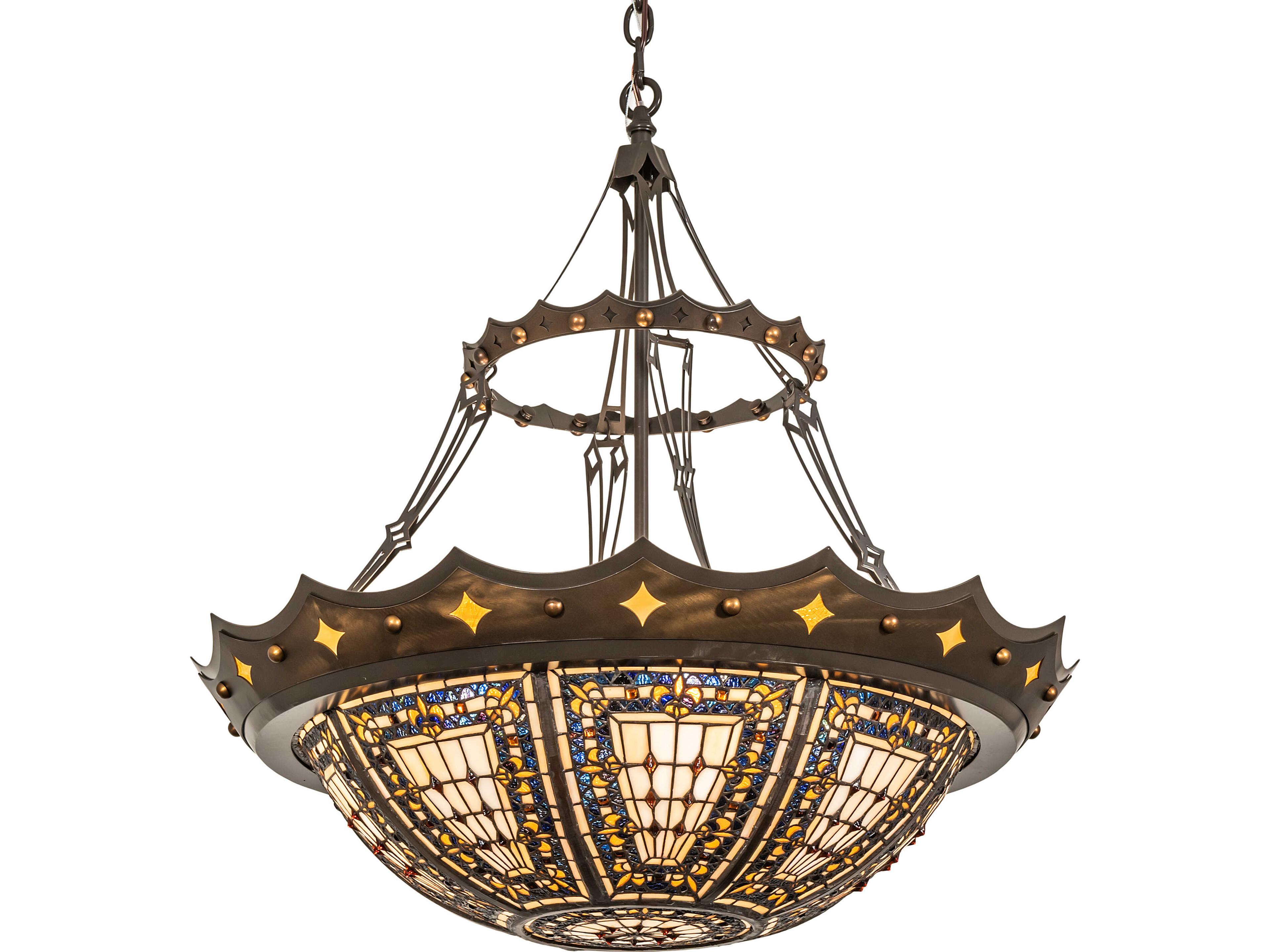 Fleur-de-lis 4-Light Bronze Traditional Pendant