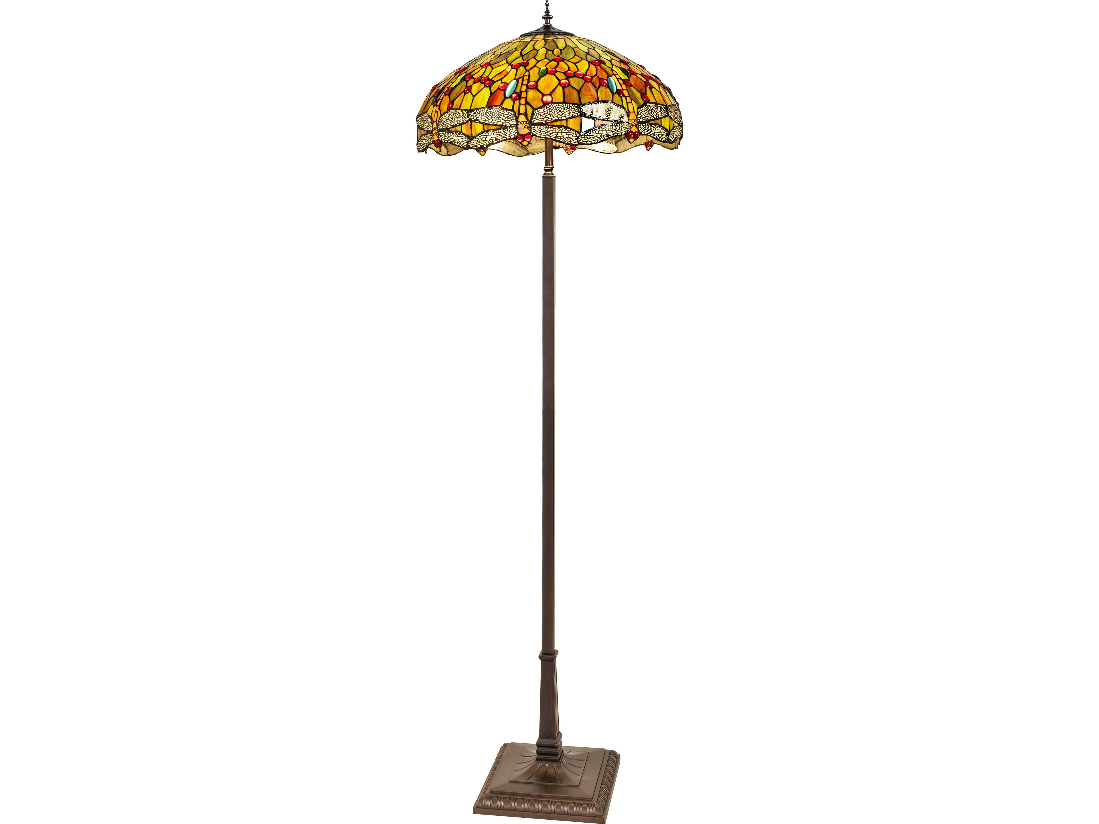 Tiffany Hanging Head Dragonfly Bronze Floor Lamp