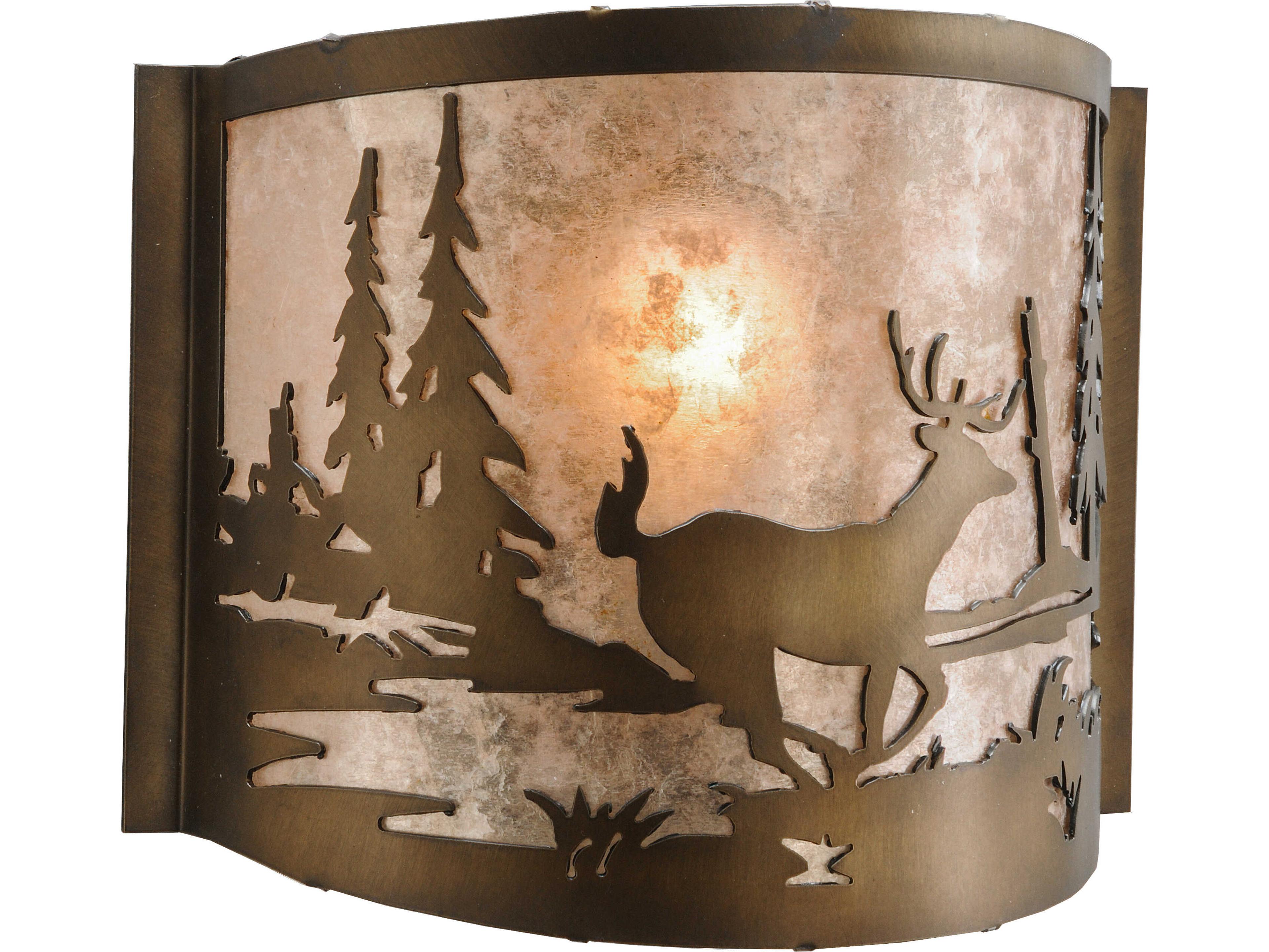Deer At Lake at 1-Light Silver Mica Copper Traditional Wall Sconce