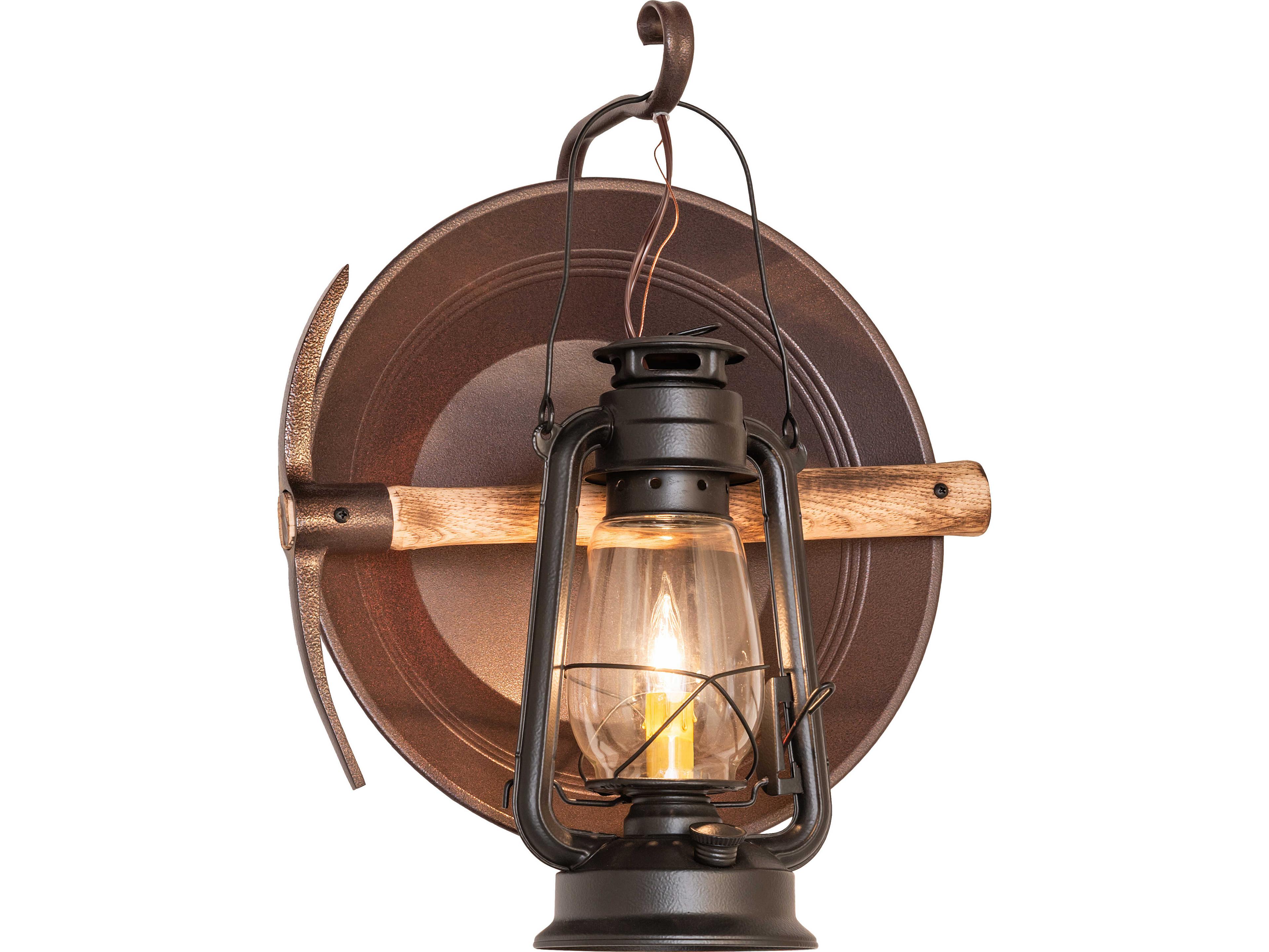 Miners Lantern 1-Light Clear Glass Black Traditional Wall Sconce