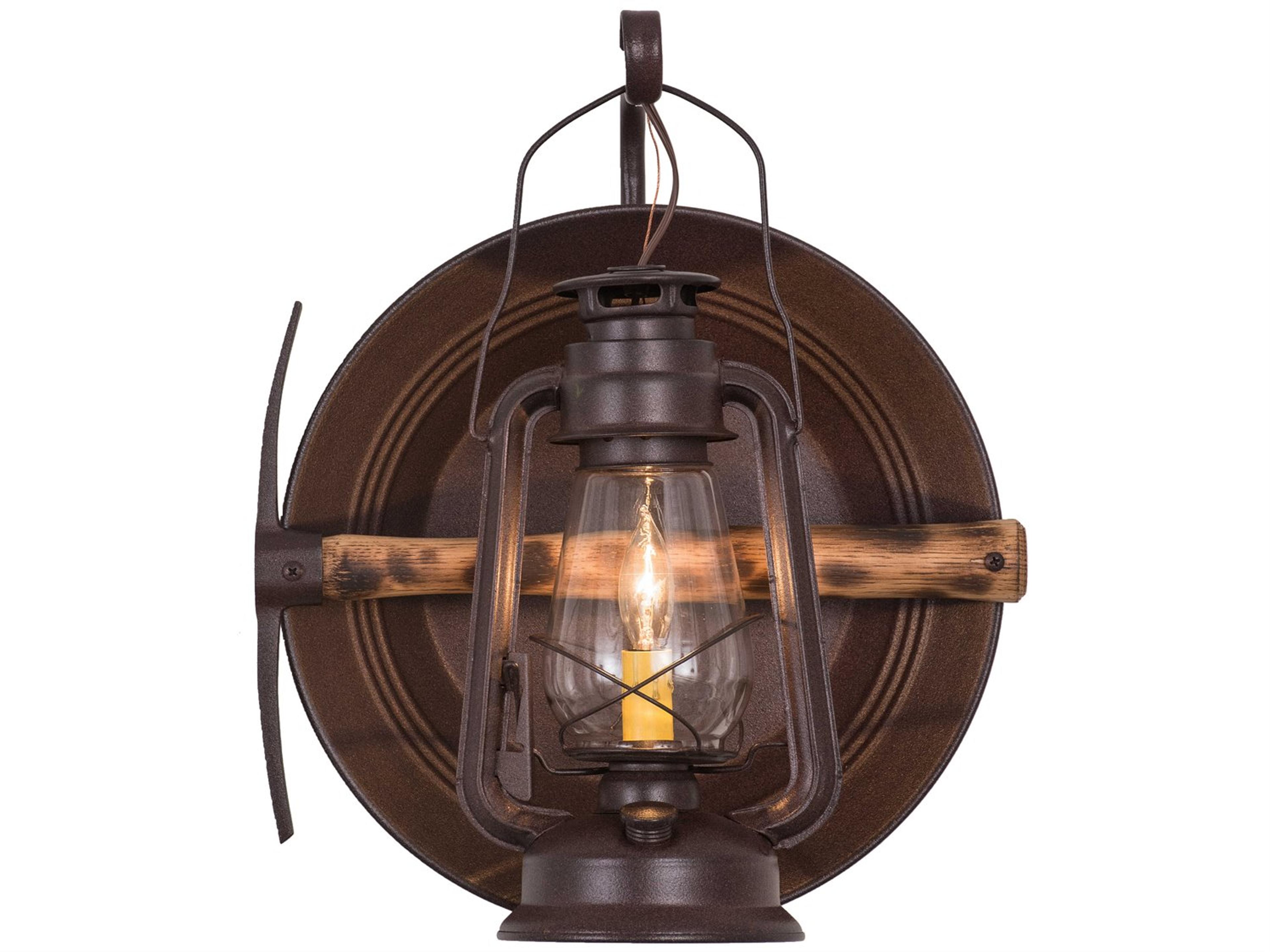 Miners Lantern 1-Light Clear Glass Brown Traditional Wall Sconce