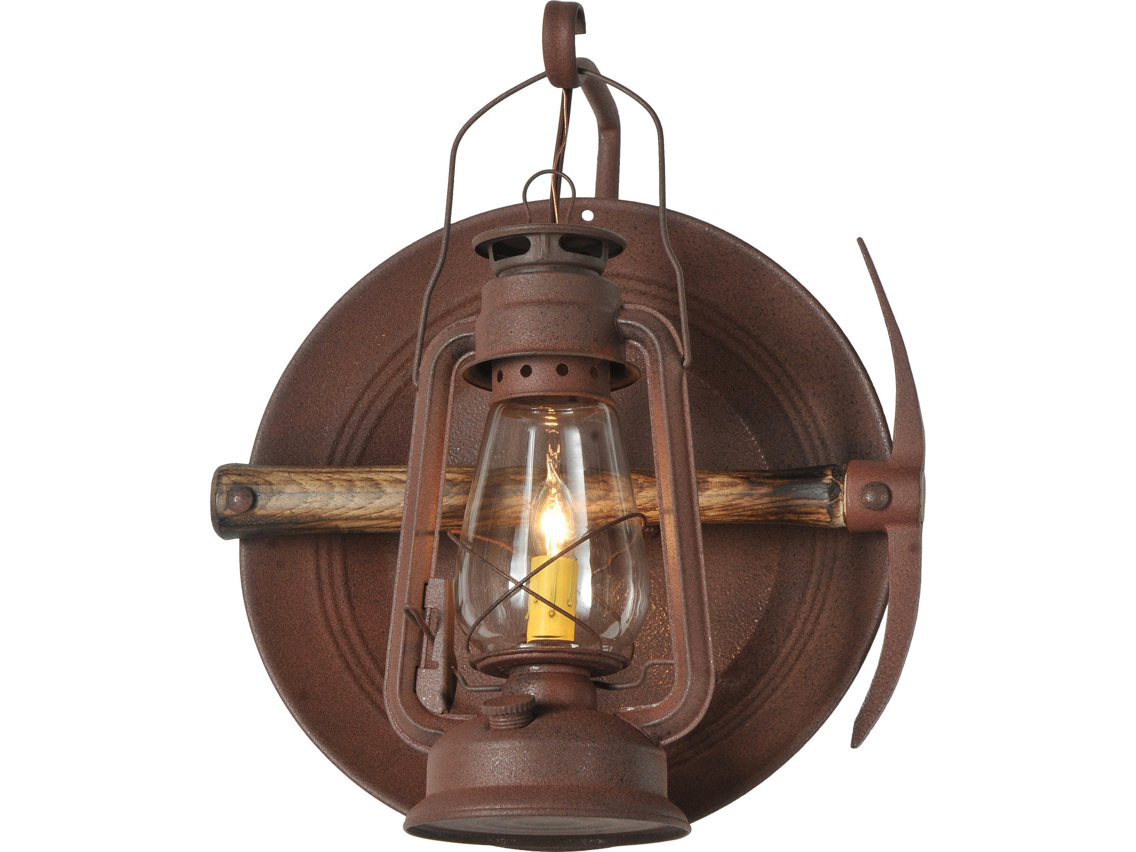 Miners Lantern 1-Light Clear Glass Brown Traditional Wall Sconce