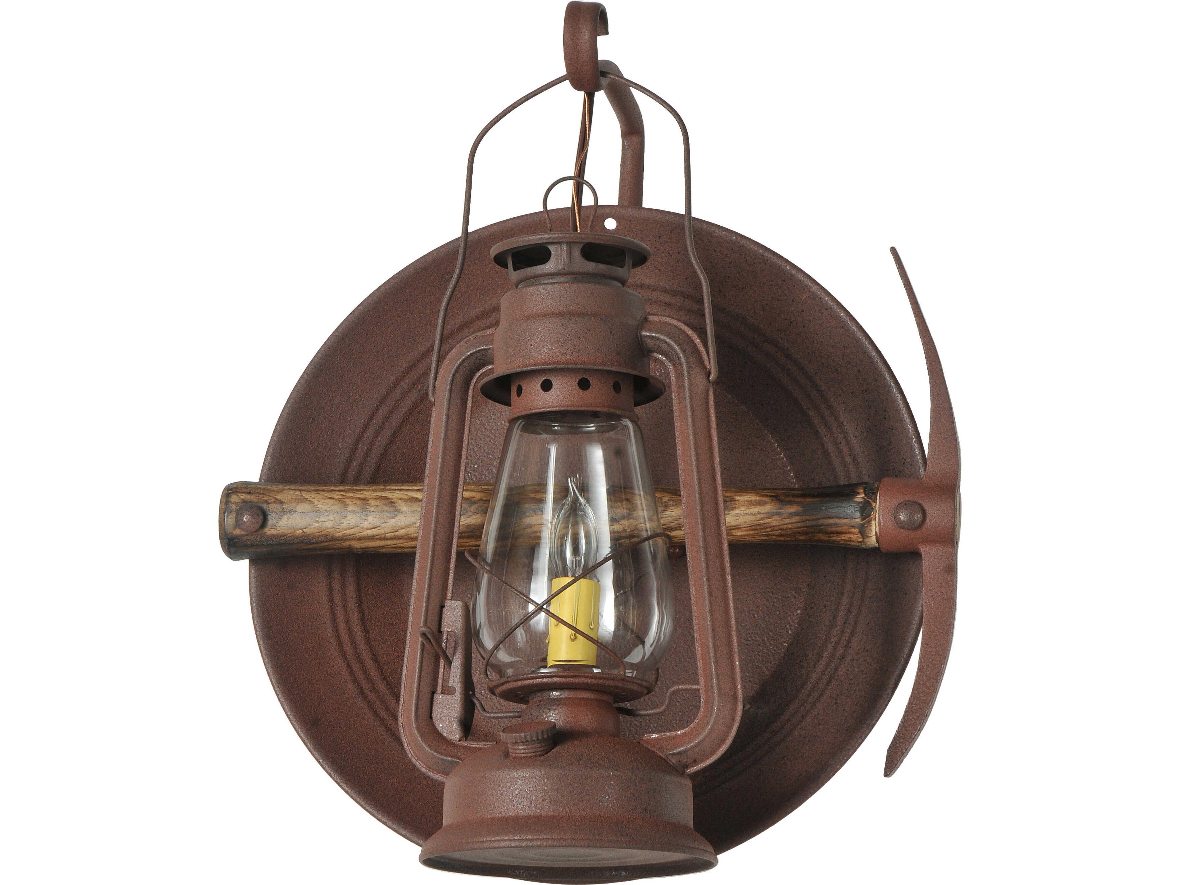 Meyda Miners Lantern 1-Light Clear Glass Brown Traditional Wall Sconce
