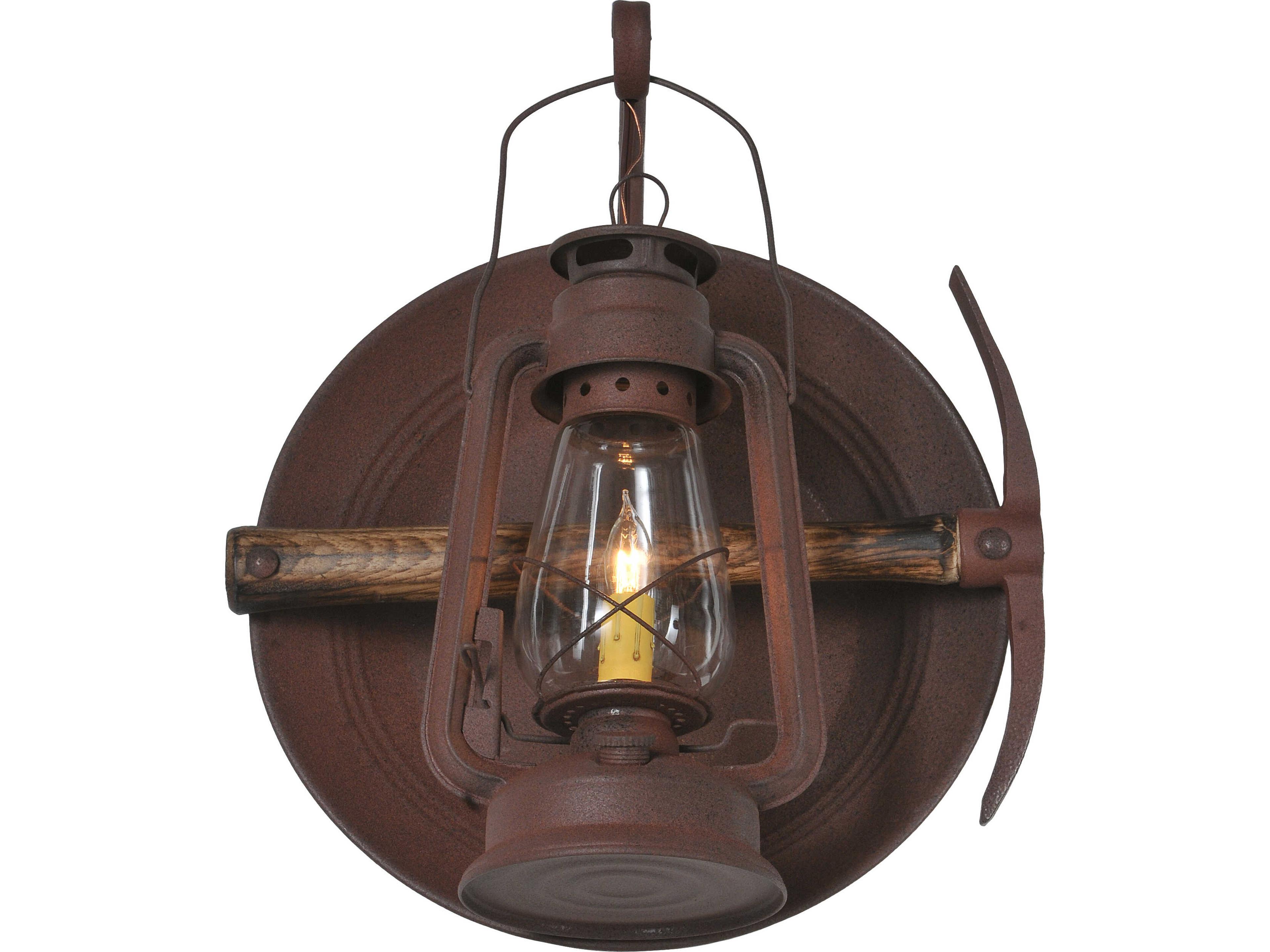 Meyda Miners Lantern 1-Light Clear Glass Brown Traditional Wall Sconce