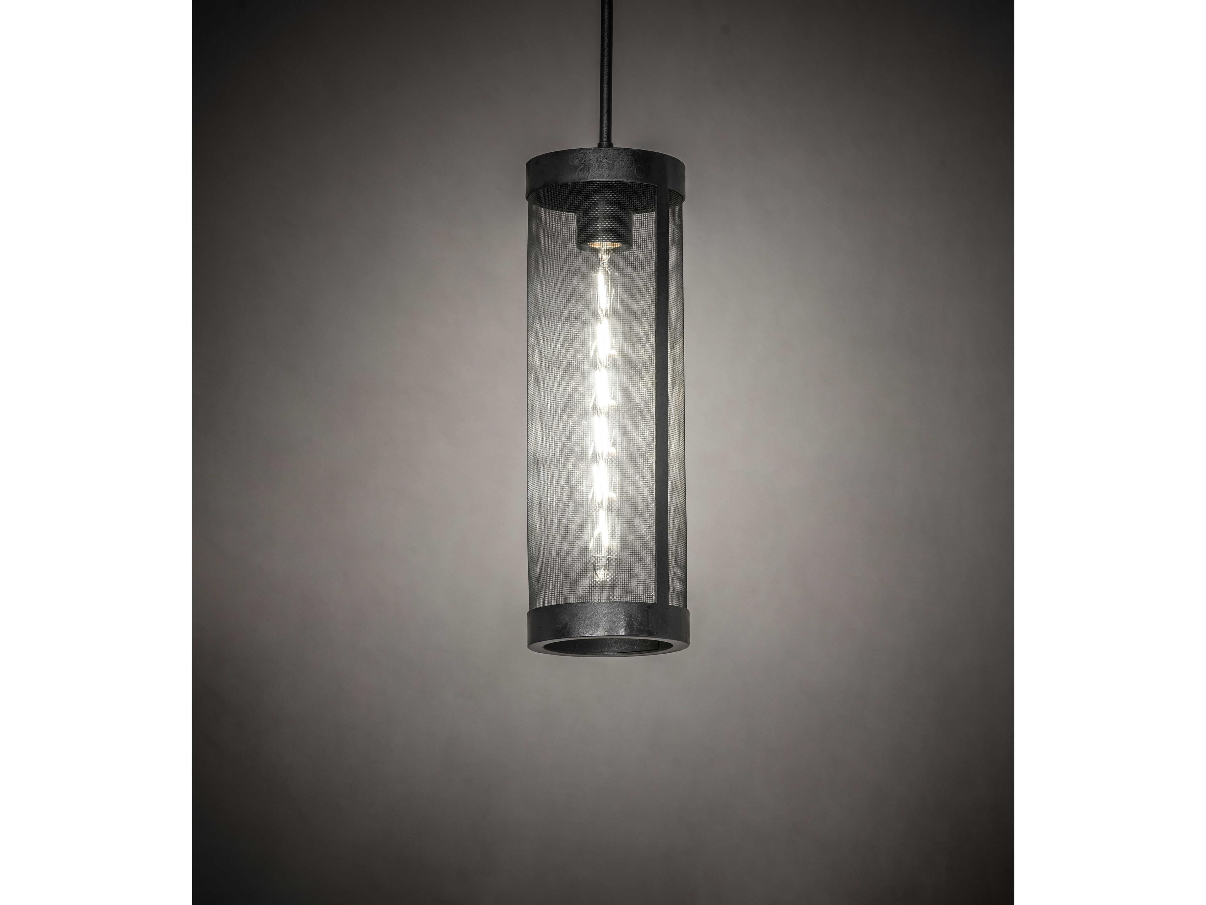 Meyda Cilindro Cage 1-Light Old Wrought Iron Steel Mini Pendant