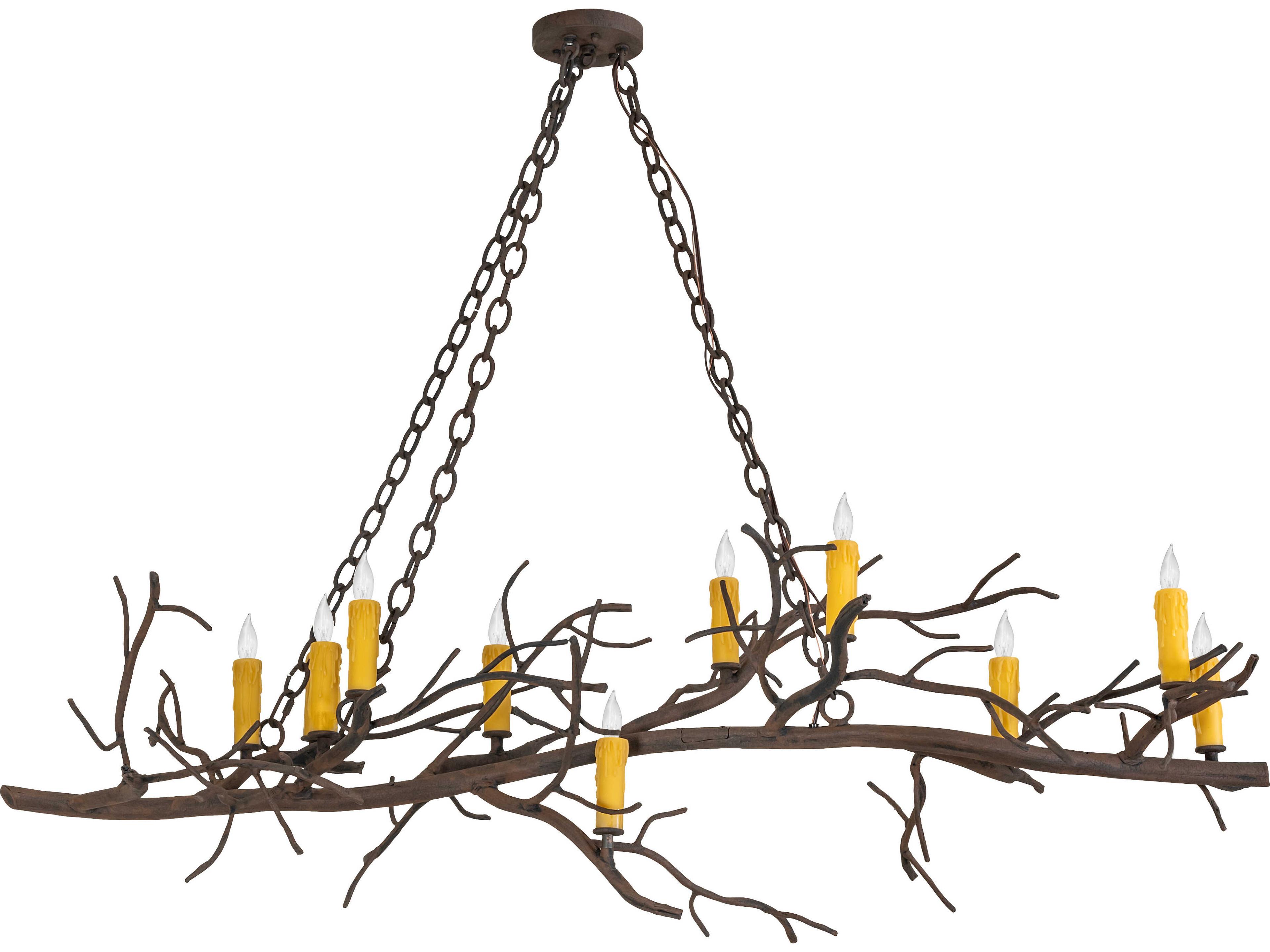 Meyda Winter Solstice 11-Light Distressed Chestnut Brown Linear Chandelier