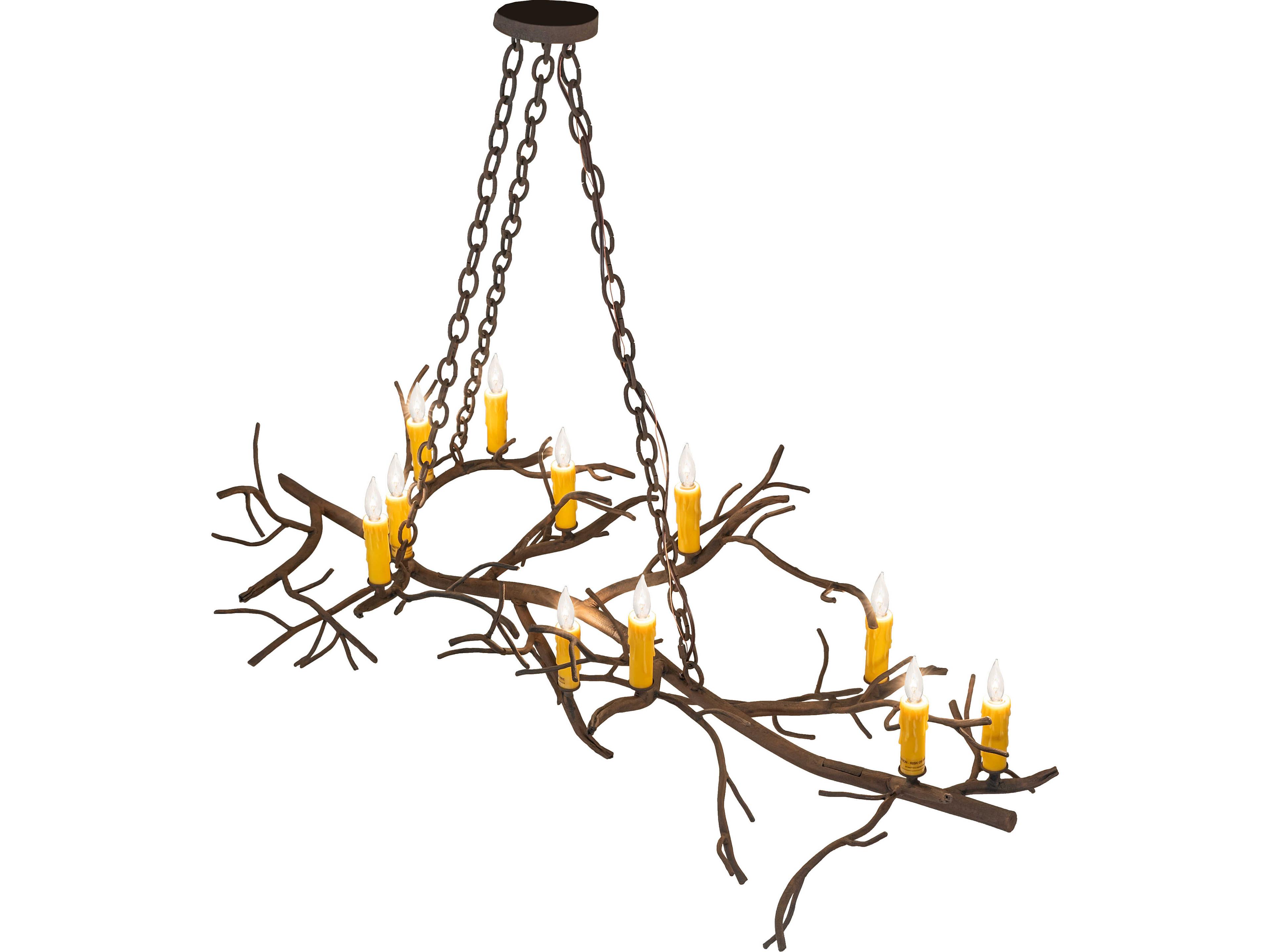 Meyda Winter Solstice 11-Light Distressed Chestnut Brown Linear Chandelier