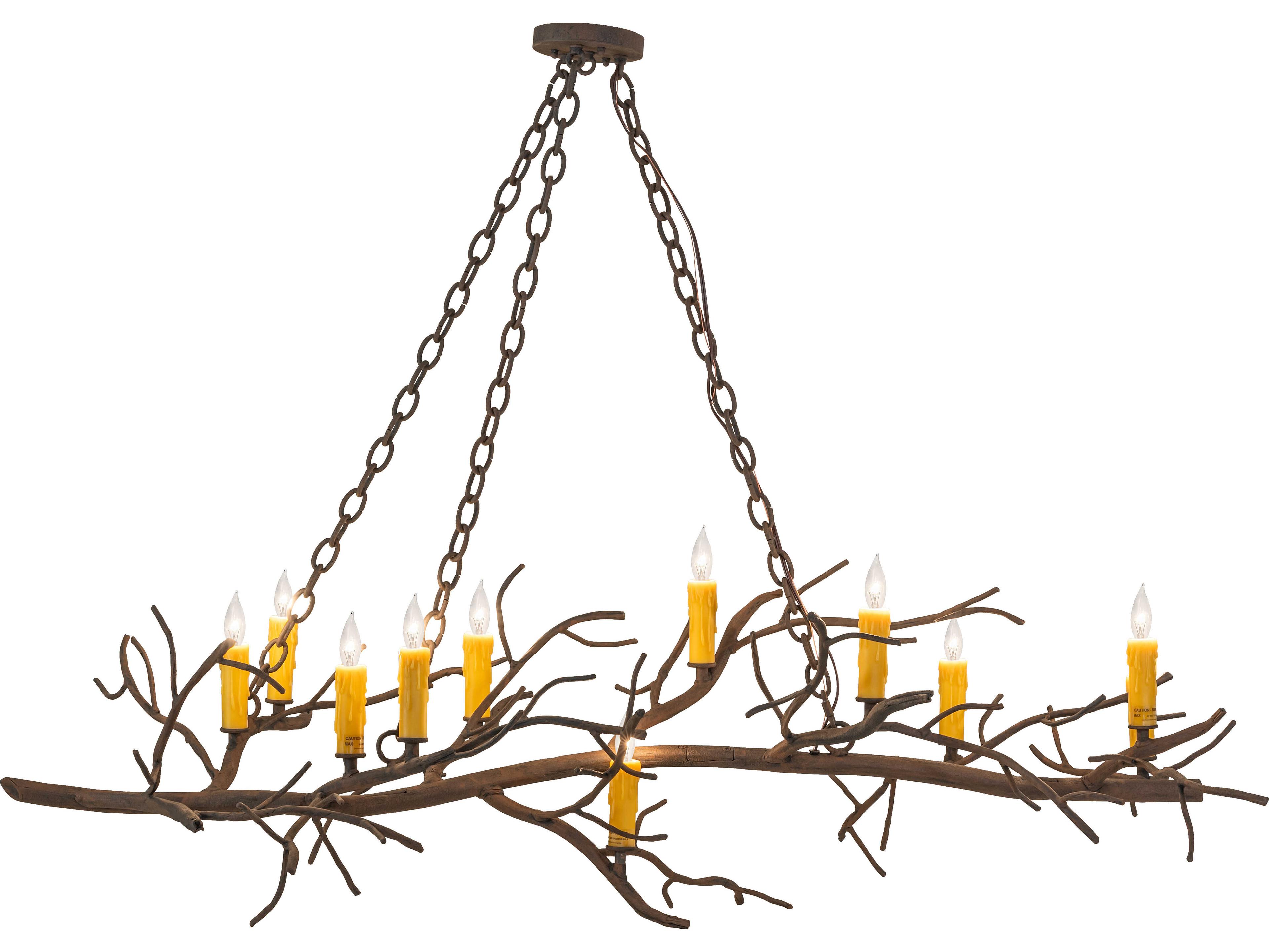 Meyda Winter Solstice 11-Light Distressed Chestnut Brown Linear Chandelier