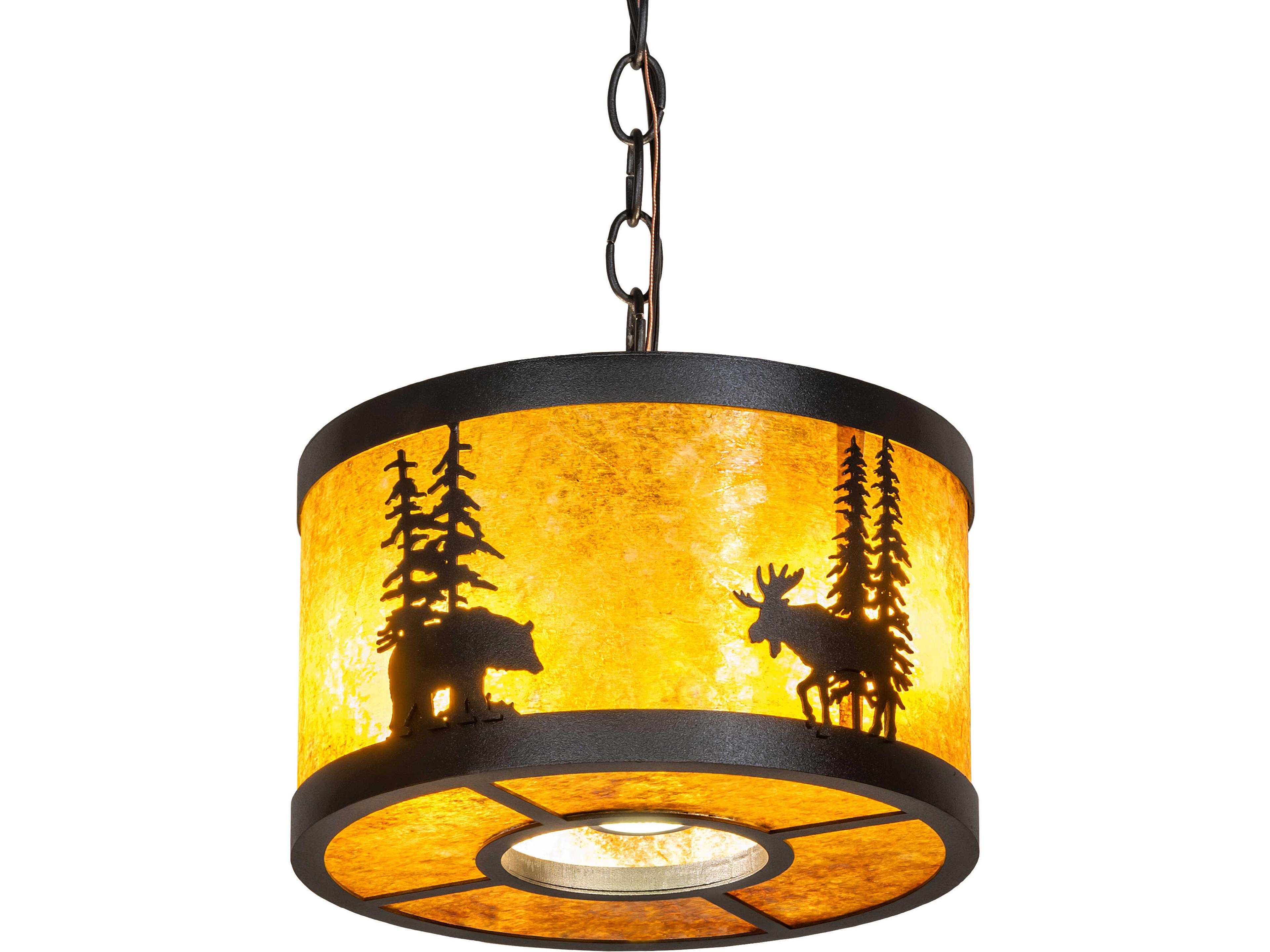 Moose & Black Bear 2-Light Amber Mica Mini Pendant
