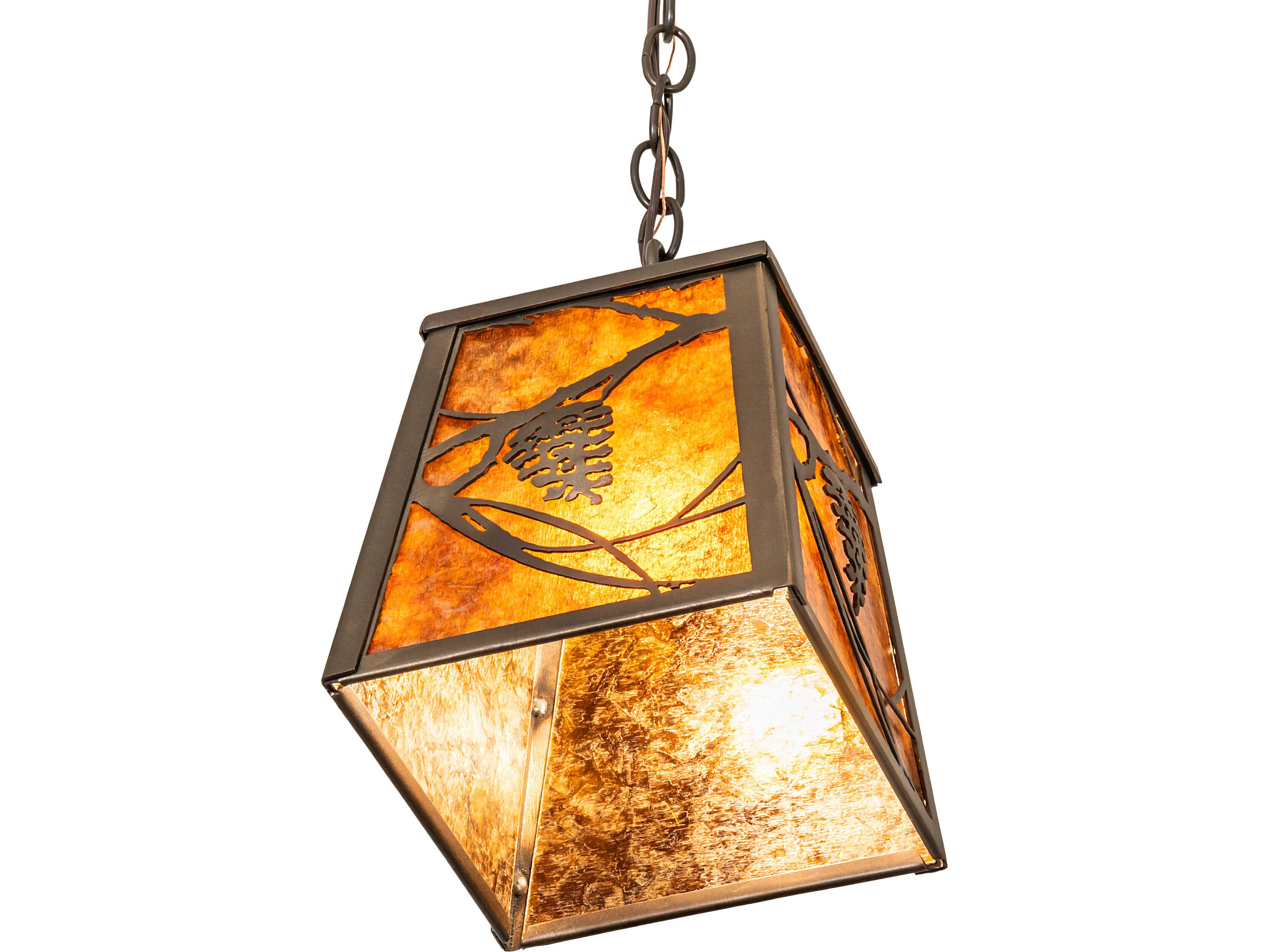 Meyda Whispering Pines 1-Light Amber Mica Copper Traditional Mini Pendant