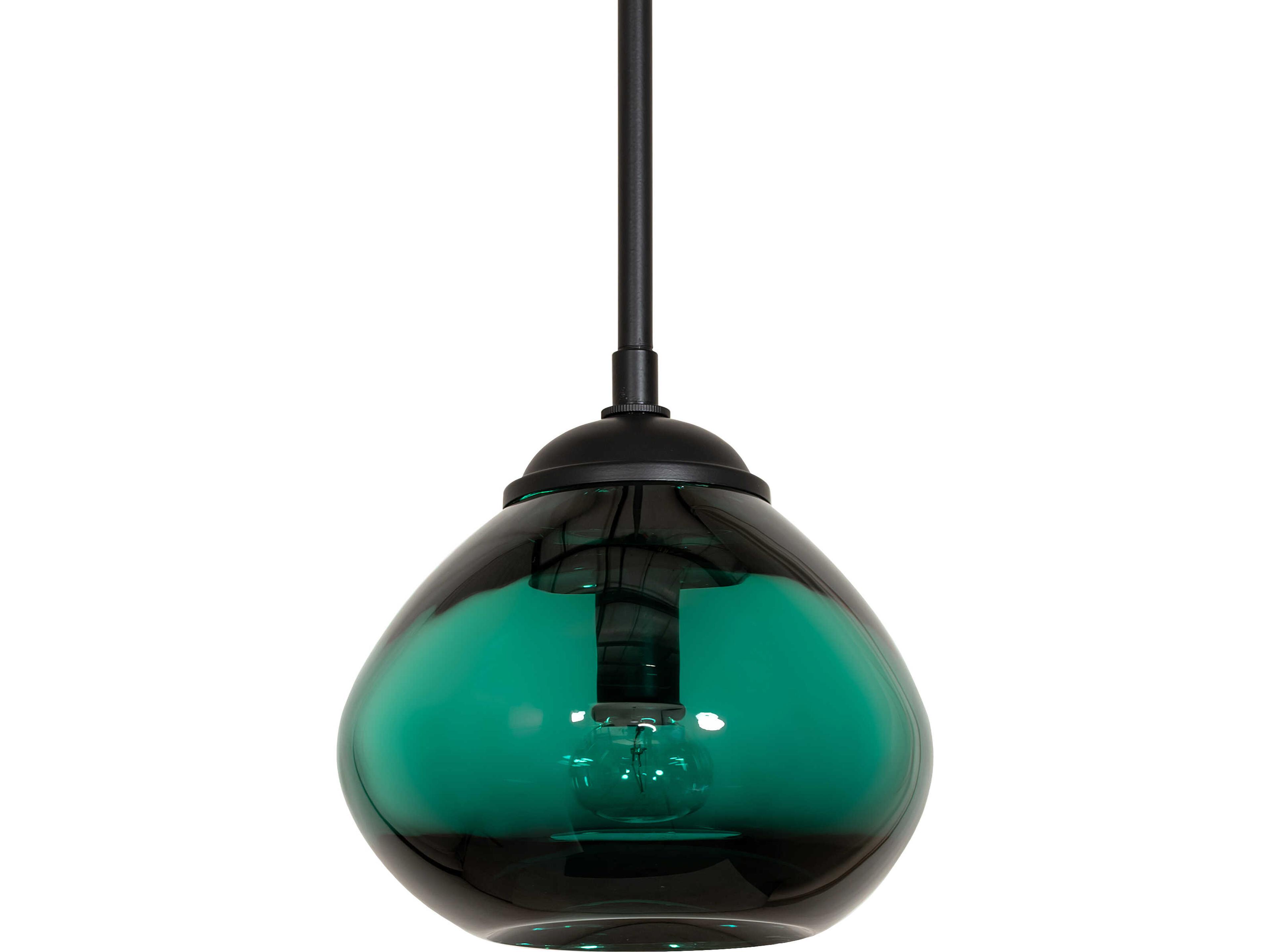 Meyda 1-Light Green Glass Black Traditional Mini Pendant