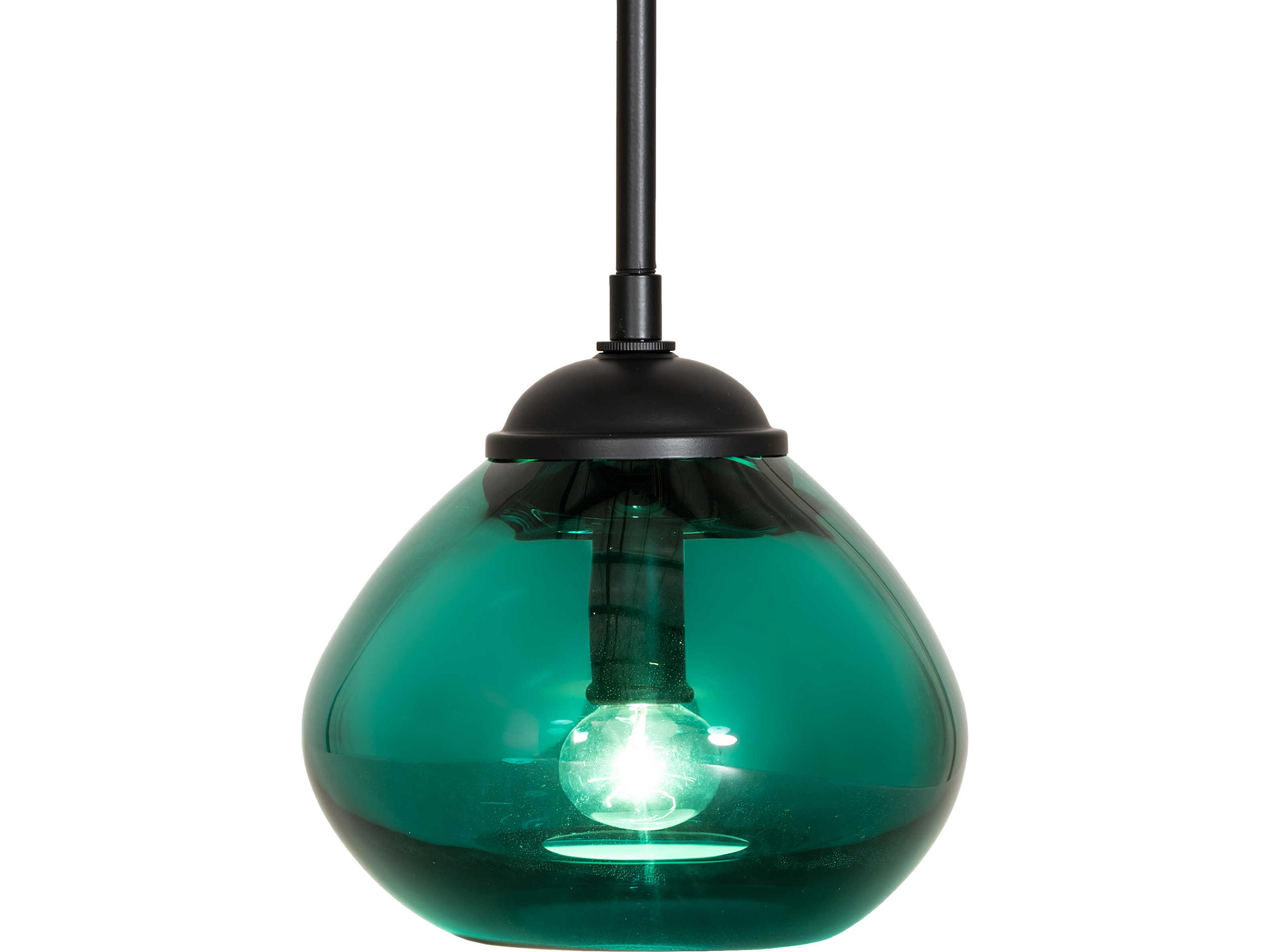 Meyda 1-Light Green Glass Black Traditional Mini Pendant