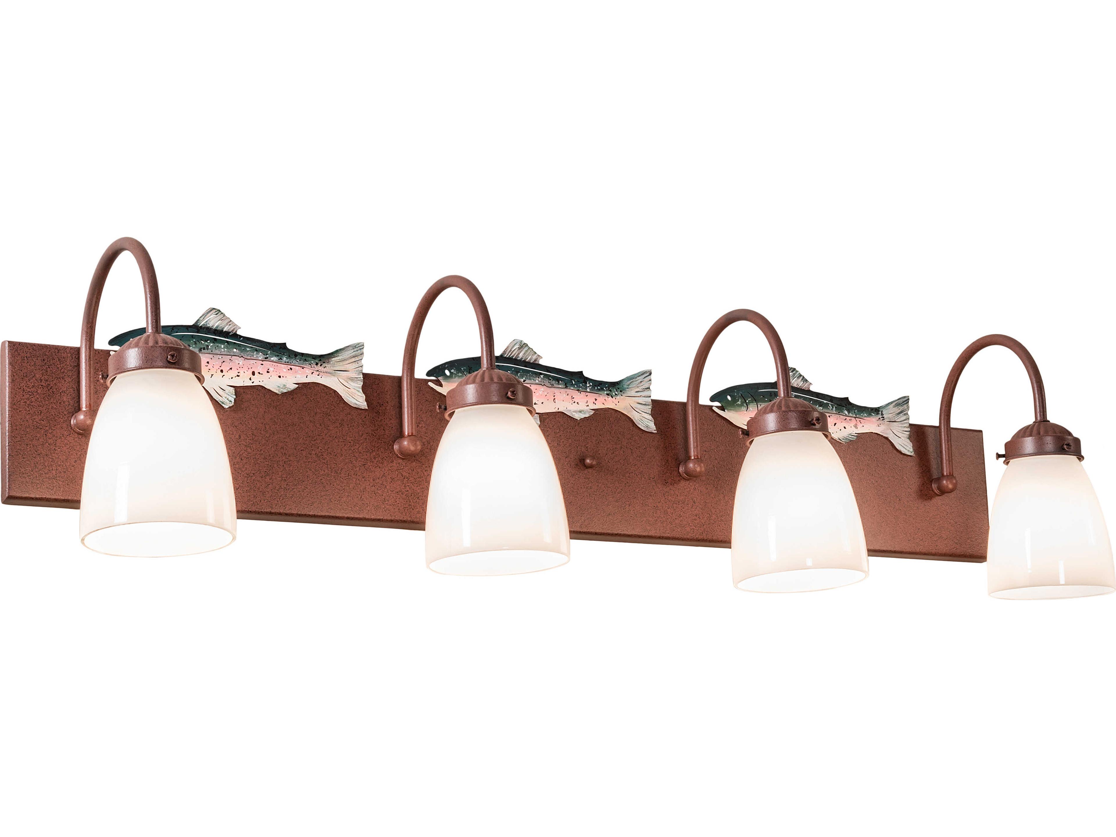 Rainbow Trout 4-Light Copper Traditional Vanity Light