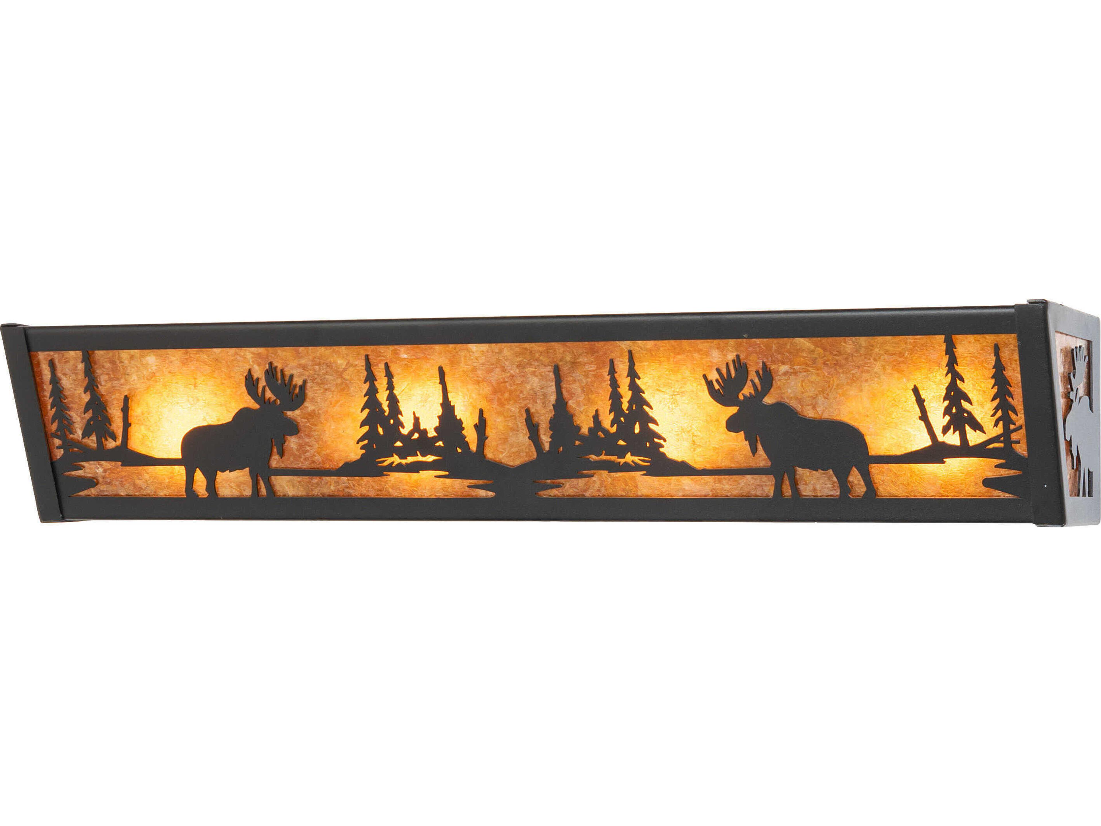 Moose At Lake 4-Light Textured Black Vanity Light