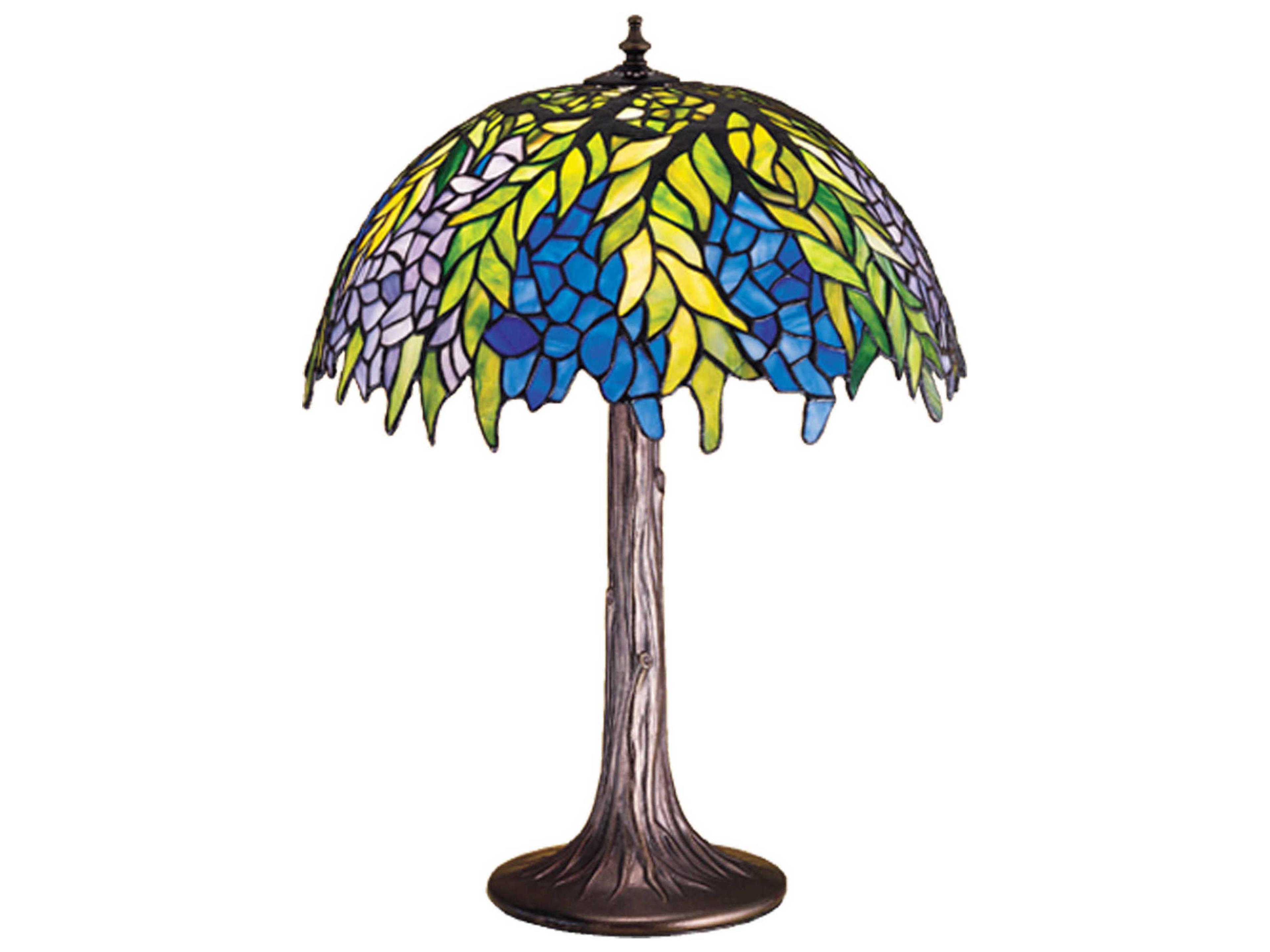 Tiffany Honey Locust Zinc steel Bronze Traditional Table Lamp
