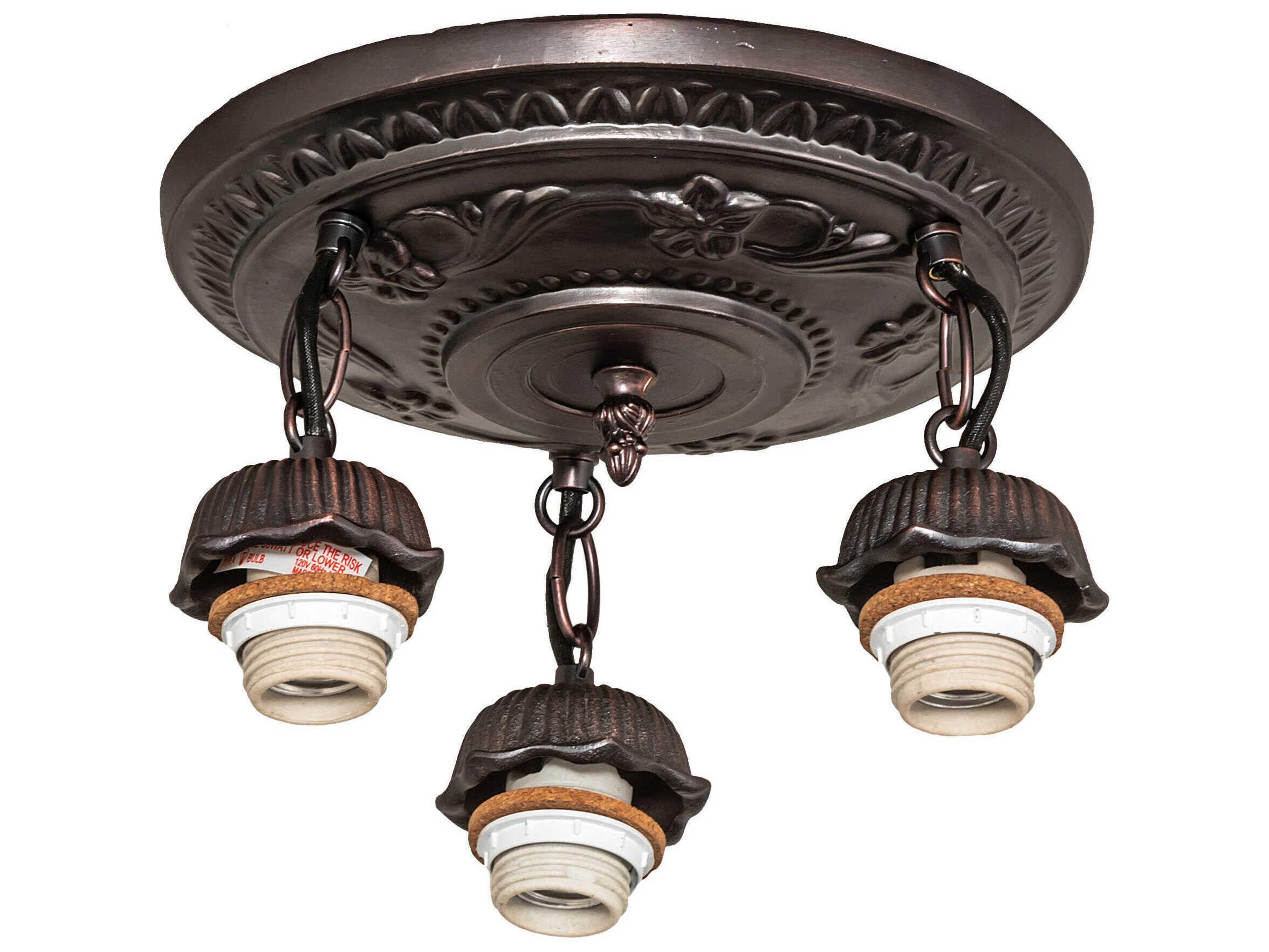 3-Light Mahogany Bronze Semi Flush Mount