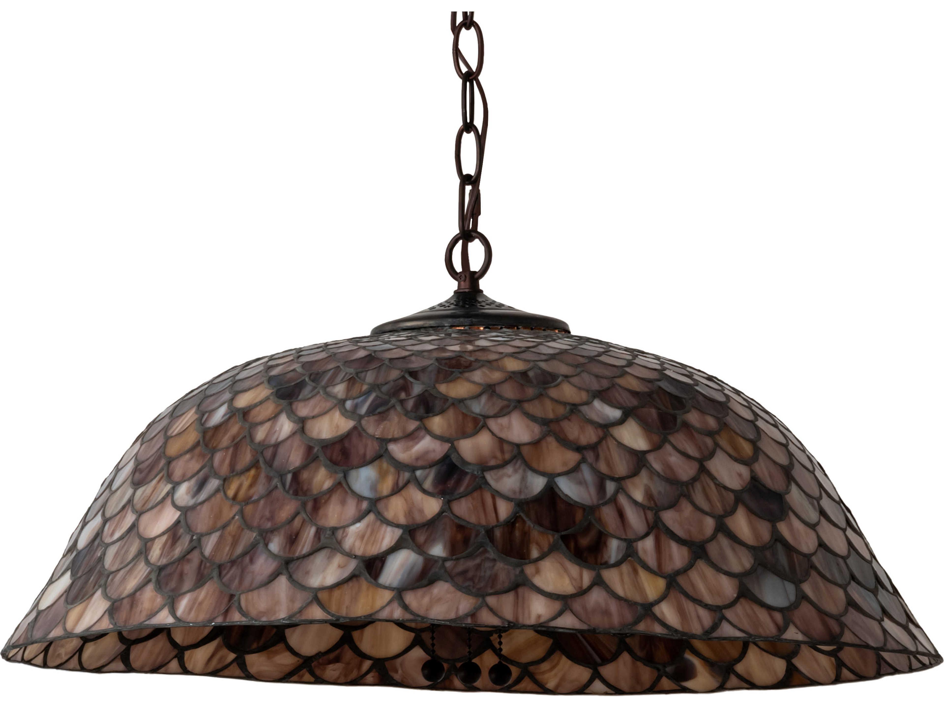 Meyda Tiffany Fishscale 3-Light Mahogany Bronze Glass Dome Geometric Pendant