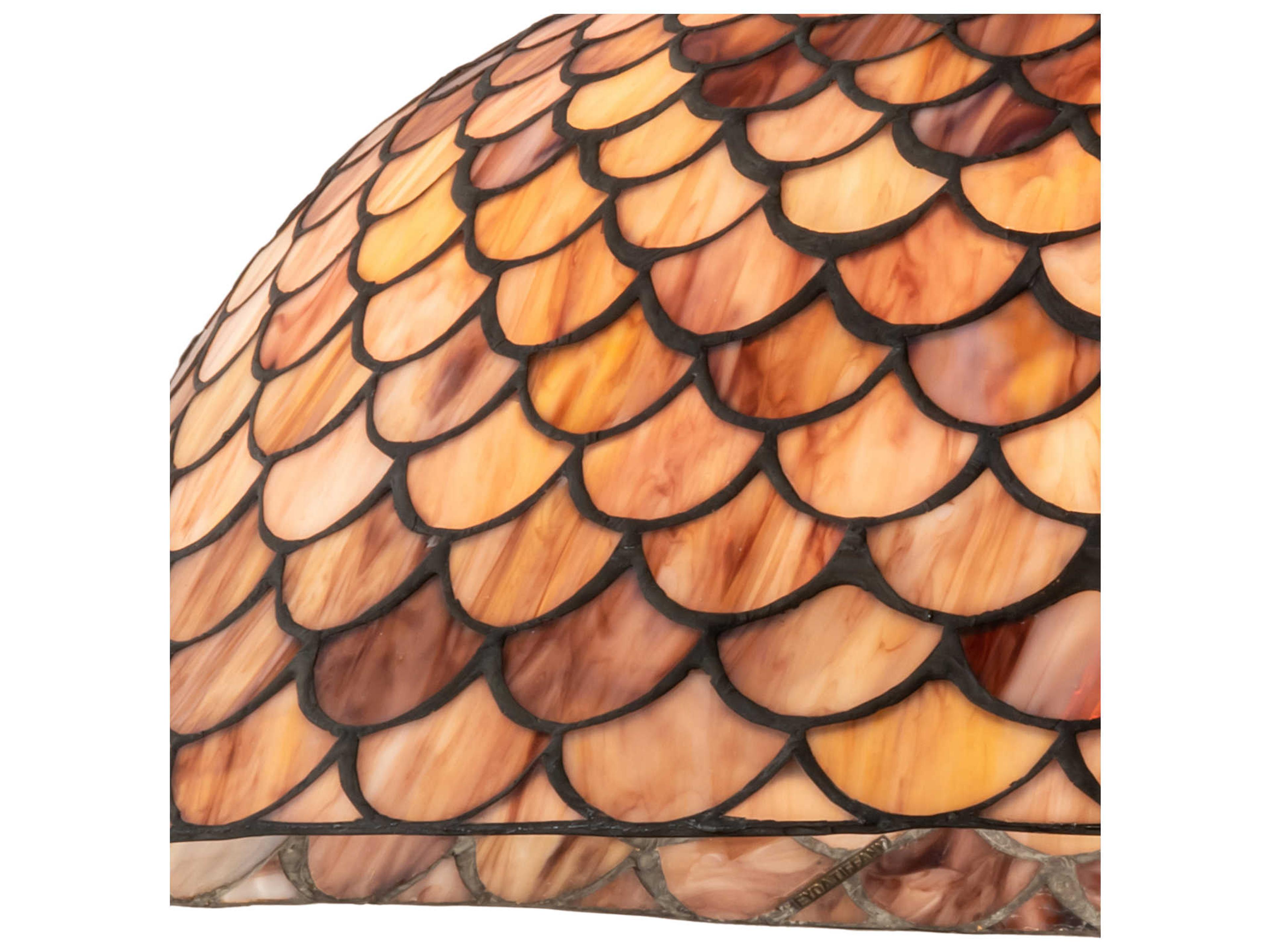 Meyda Tiffany Fishscale 3-Light Mahogany Bronze Glass Dome Geometric Pendant