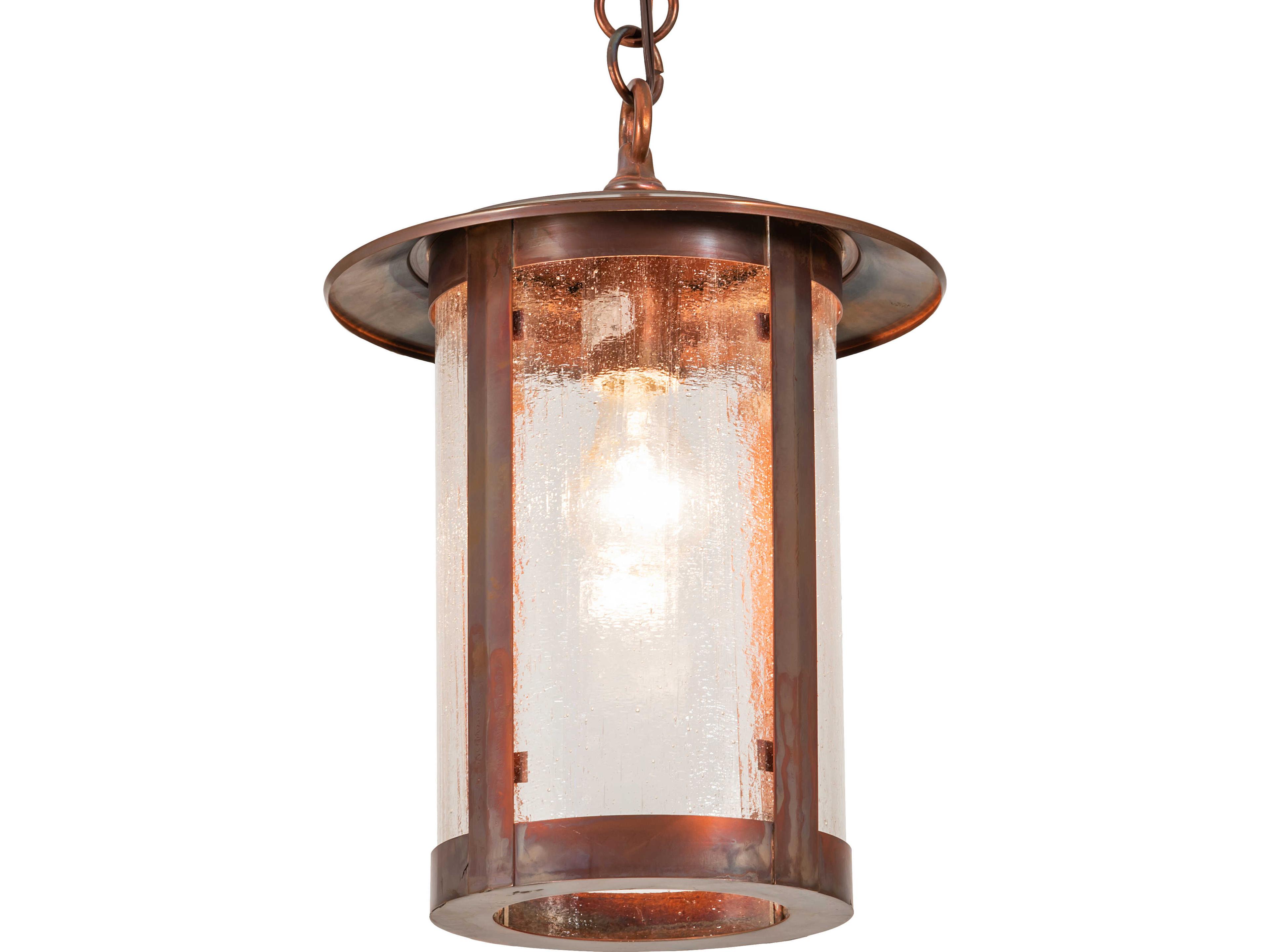 Fulton 1-Light Clear Seeded Glass Copper Lantern Mini Pendant