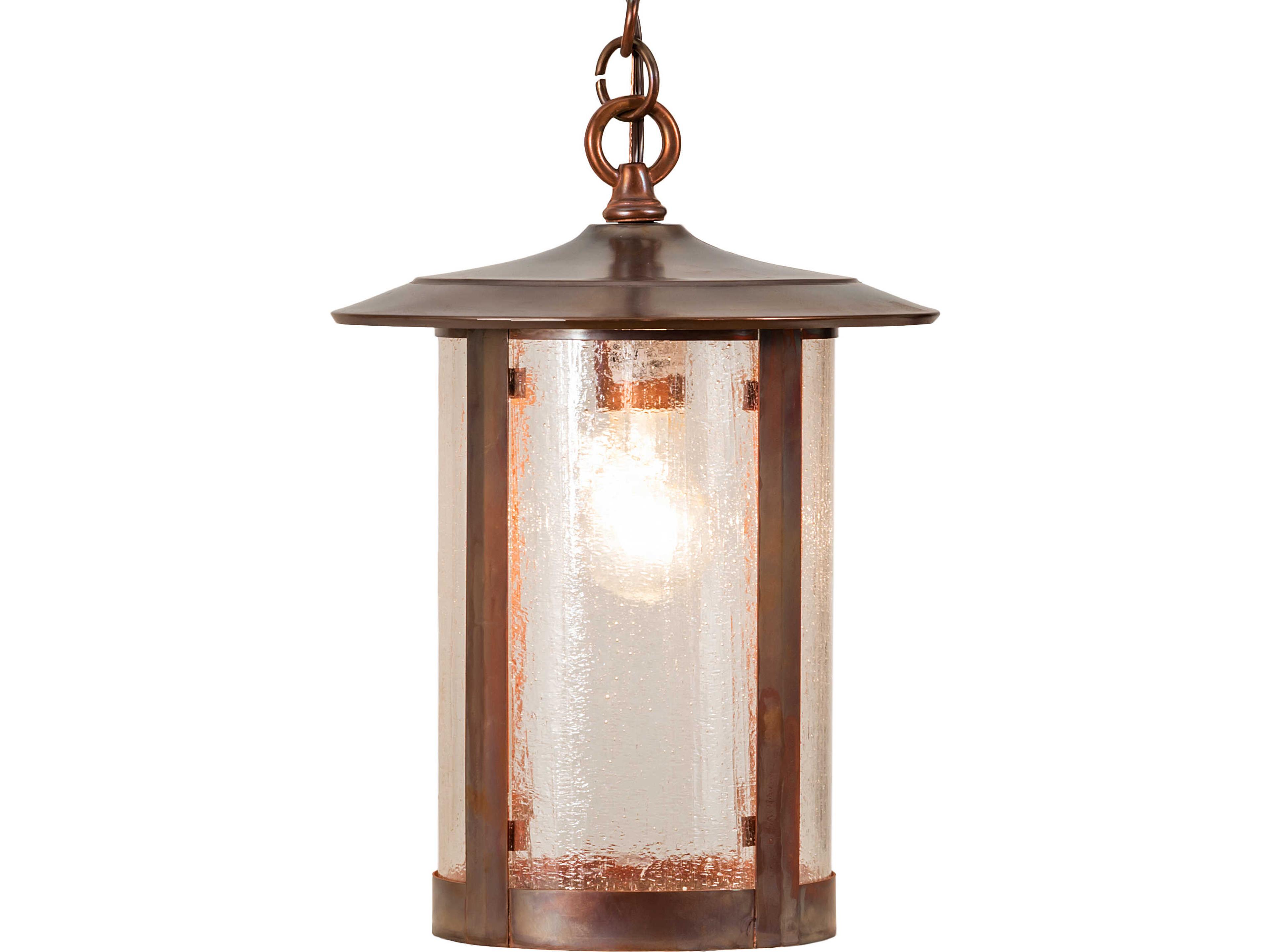Meyda Fulton 1-Light Clear Seeded Glass Copper Lantern Mini Pendant