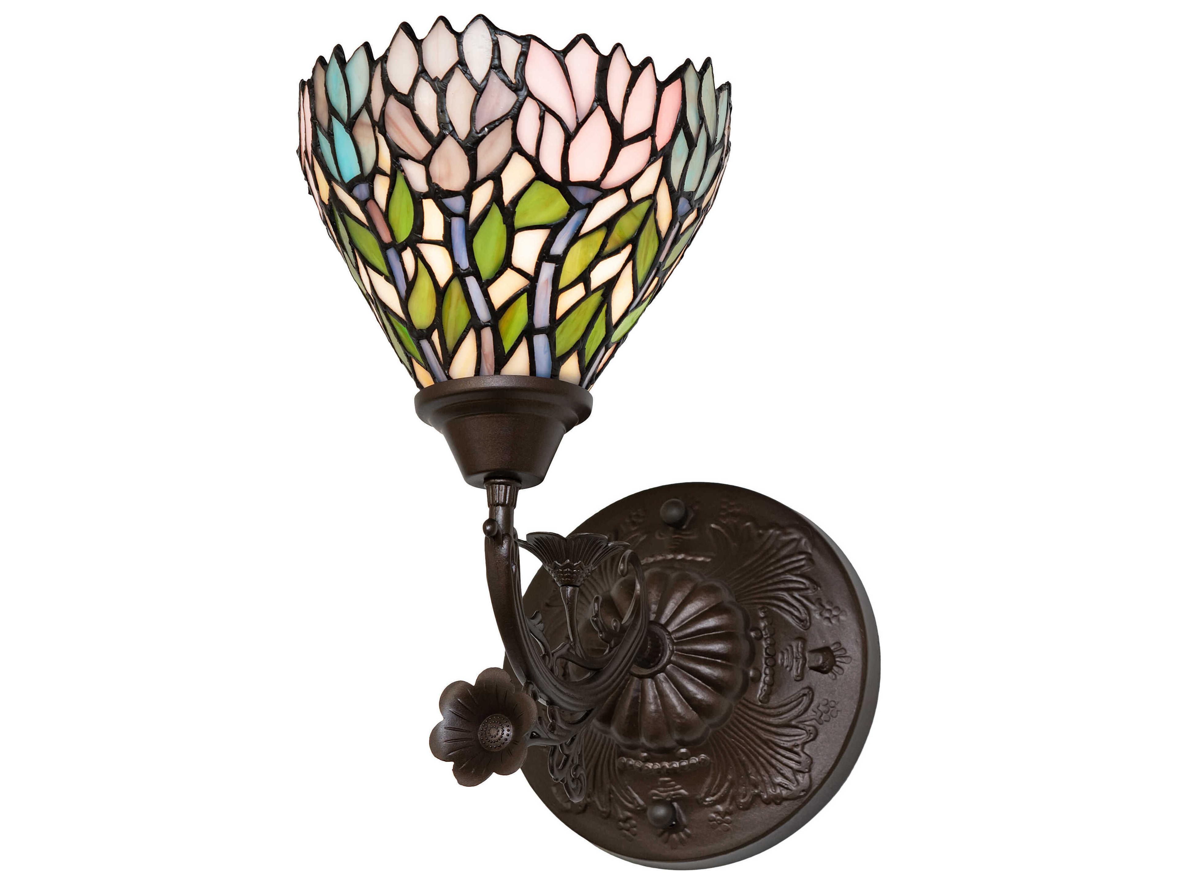 Wisteria 1-Light Mahogany Bronze Glass Tiffany Wall Sconce