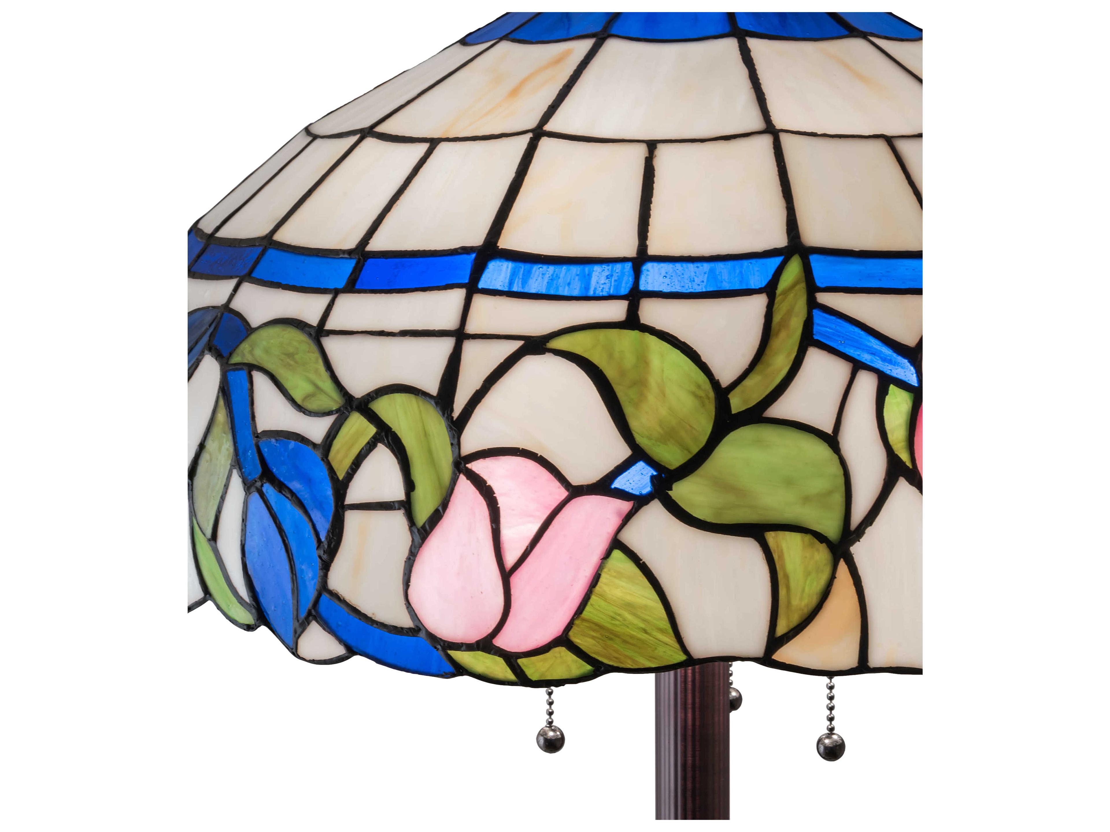 Meyda Rose Vine Glass Tiffany Mahogany Bronze Floor Lamp