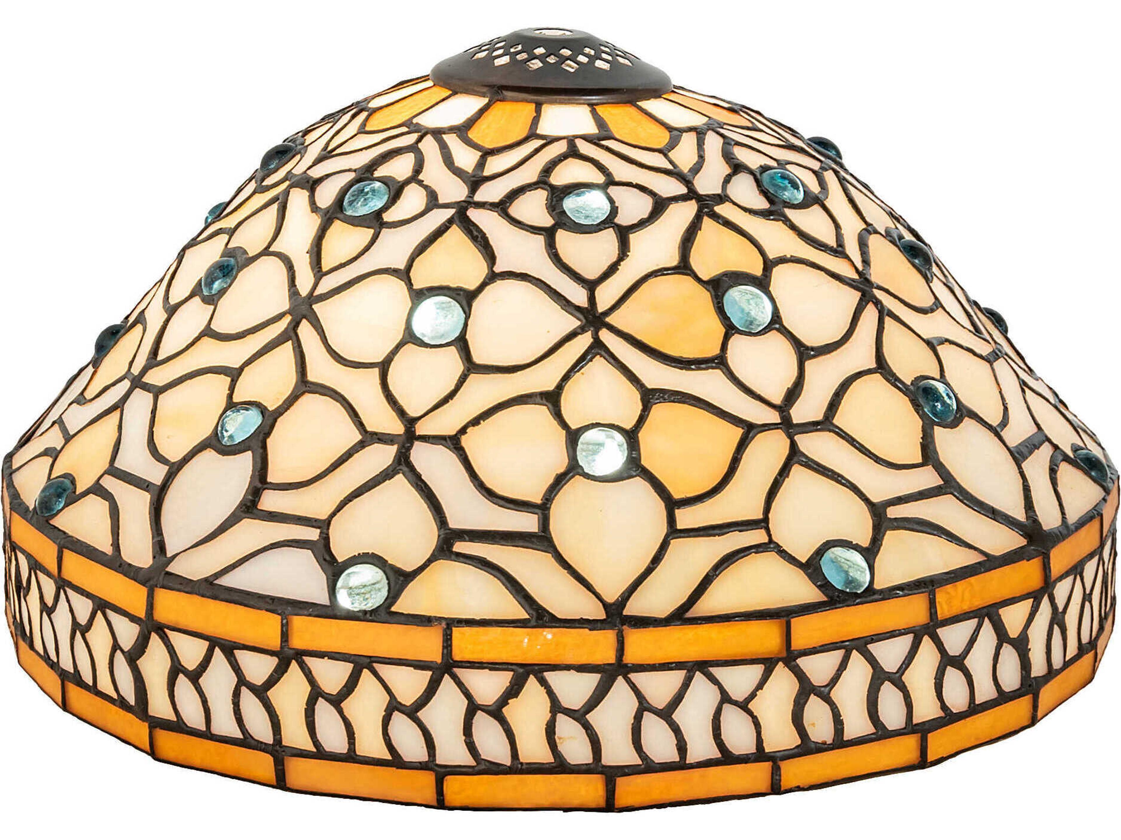 Meyda Blue / Beige / Iridescent 12" Jeweled Quatrefoil Recurve Shade