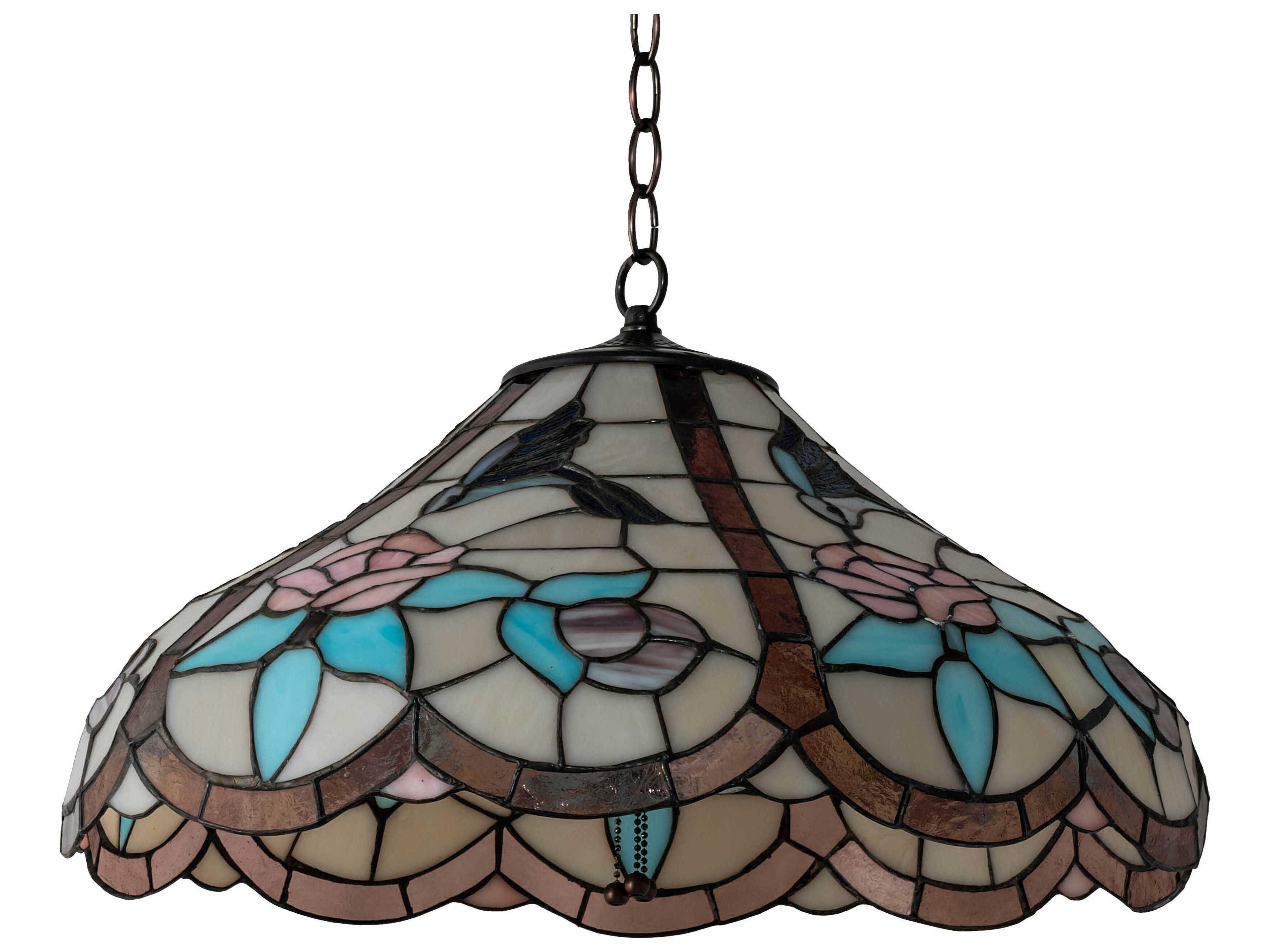 Meyda Hummingbird 3-Light Steel Glass Tiffany Pendant