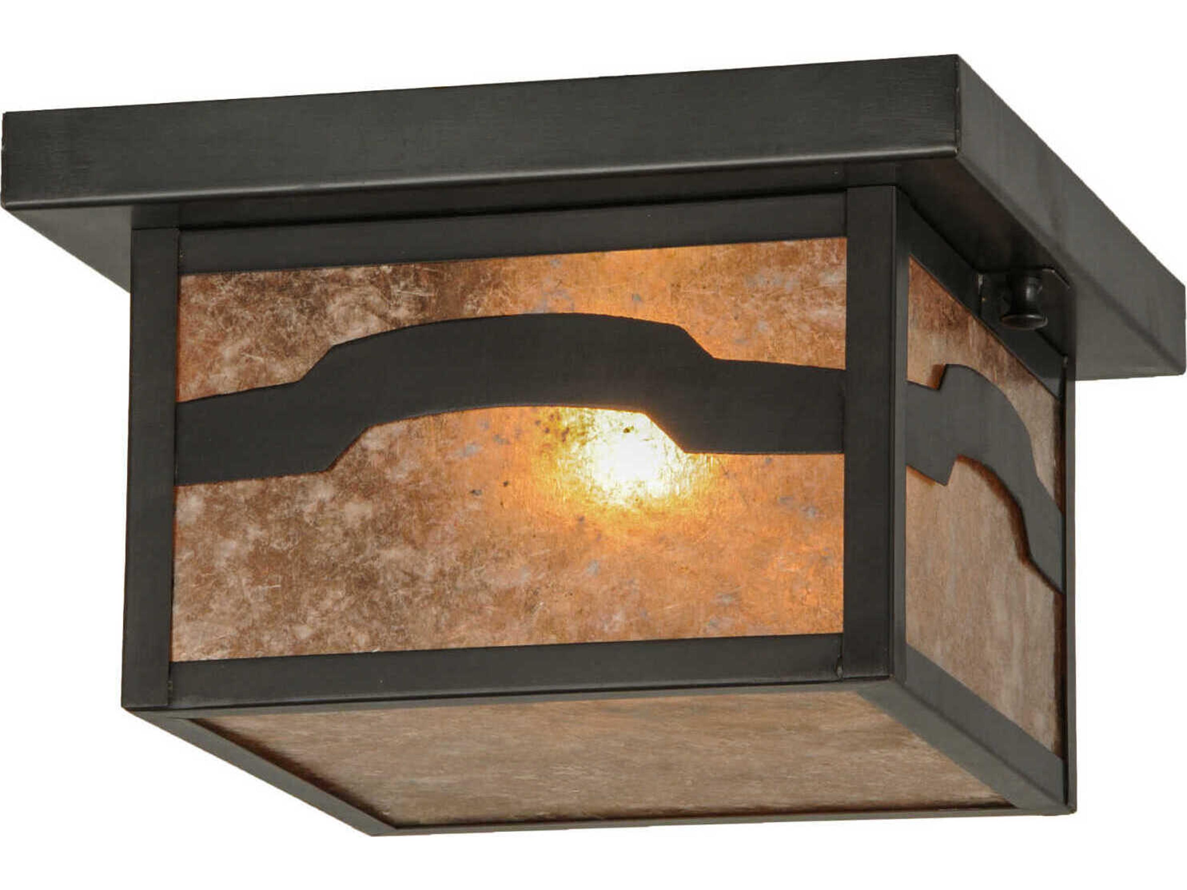 1-Light Craftsman Brown Glass Flush Mount