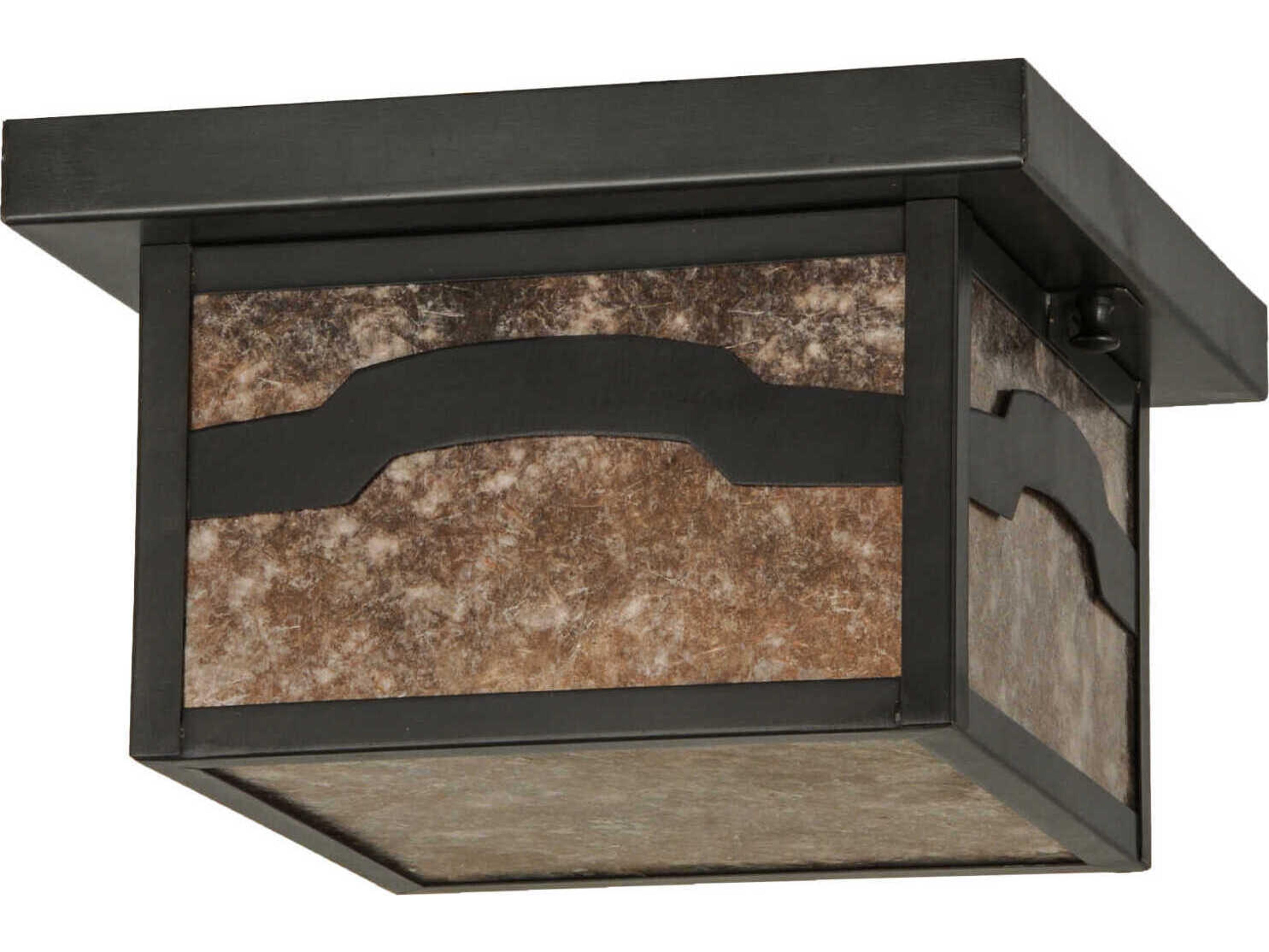 Meyda 1-Light Craftsman Brown Glass Flush Mount