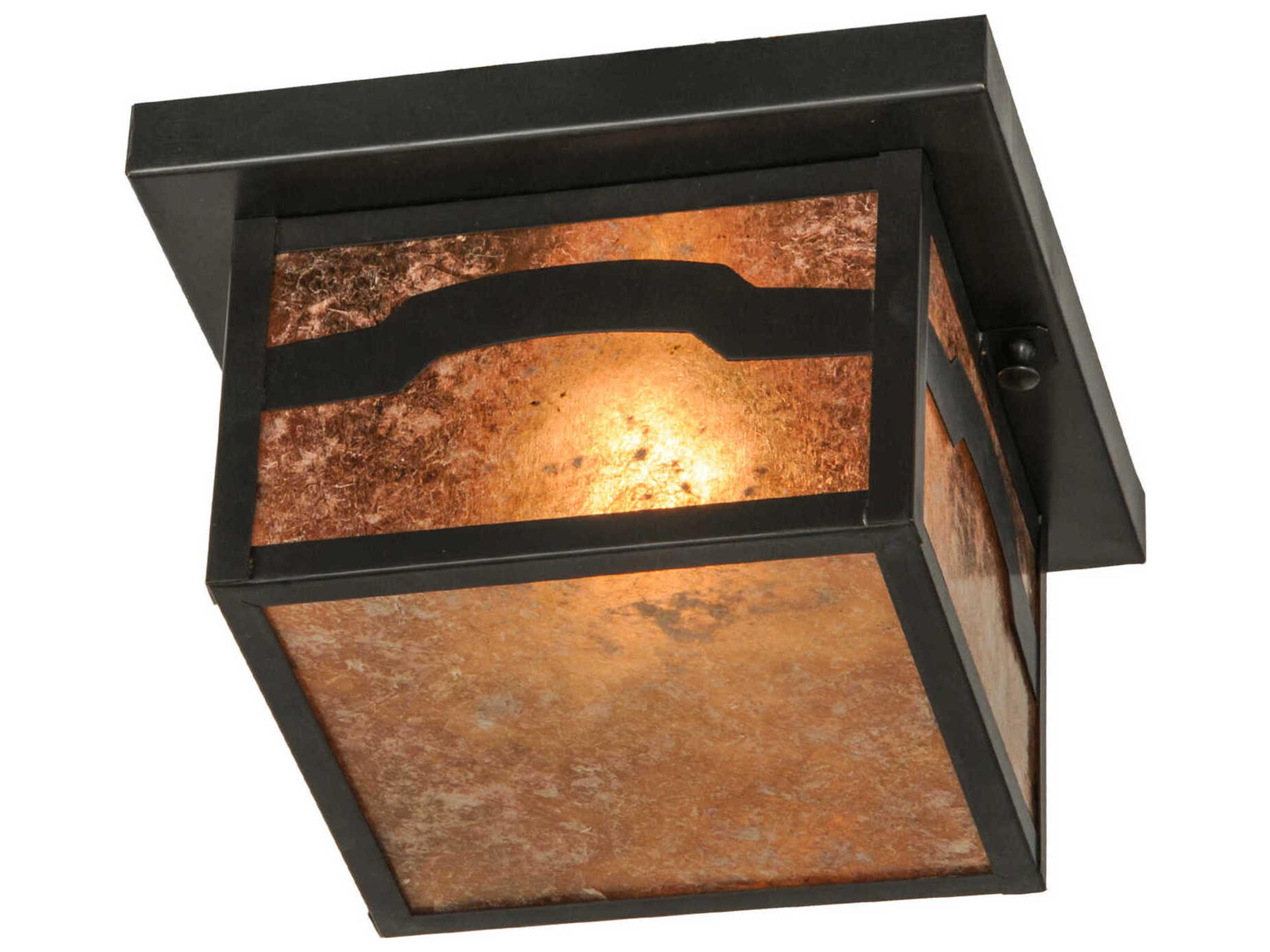 Meyda 1-Light Craftsman Brown Glass Flush Mount