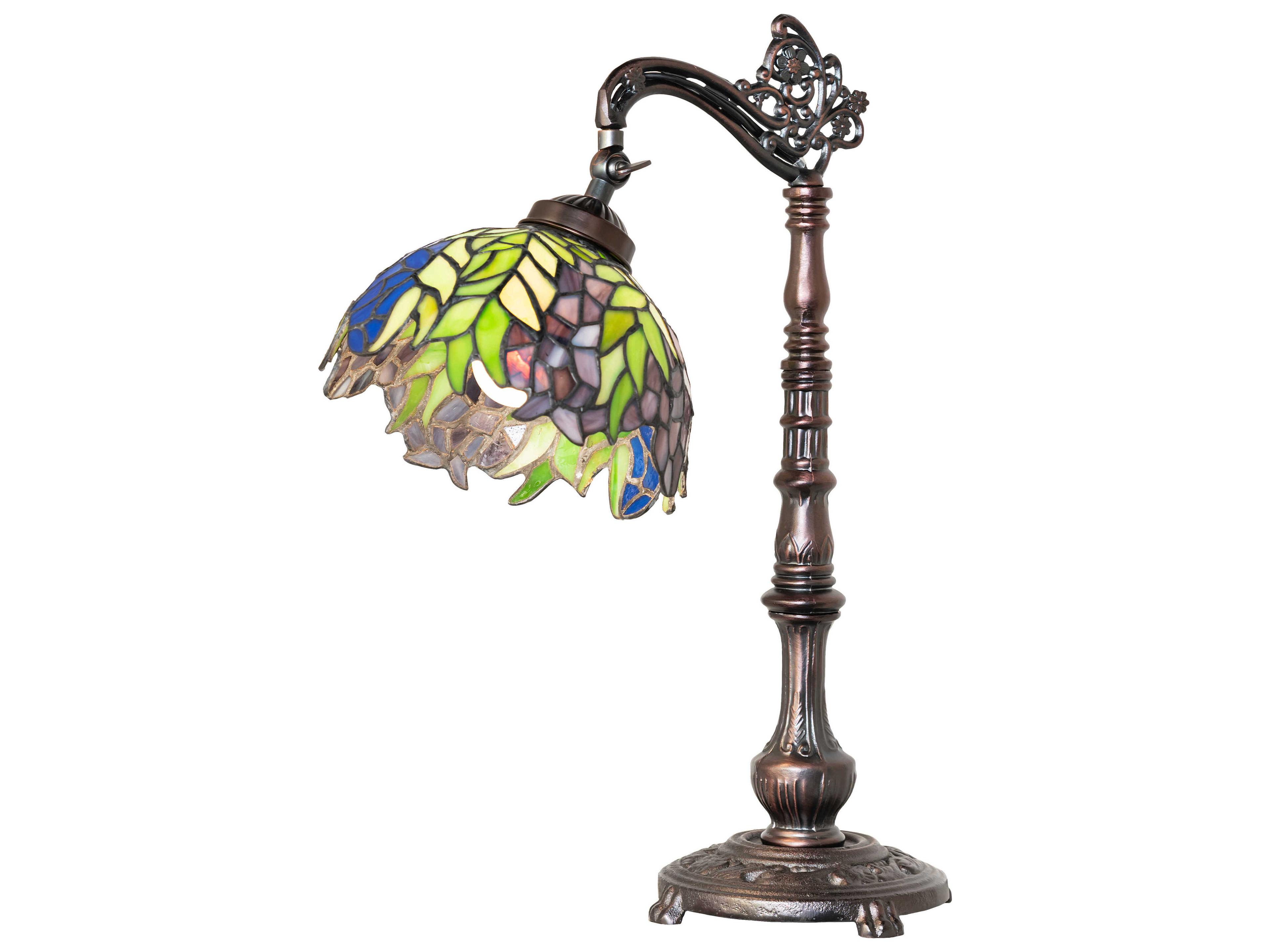 Tiffany Honey Locust Mahogany Bronze Desk Lamp