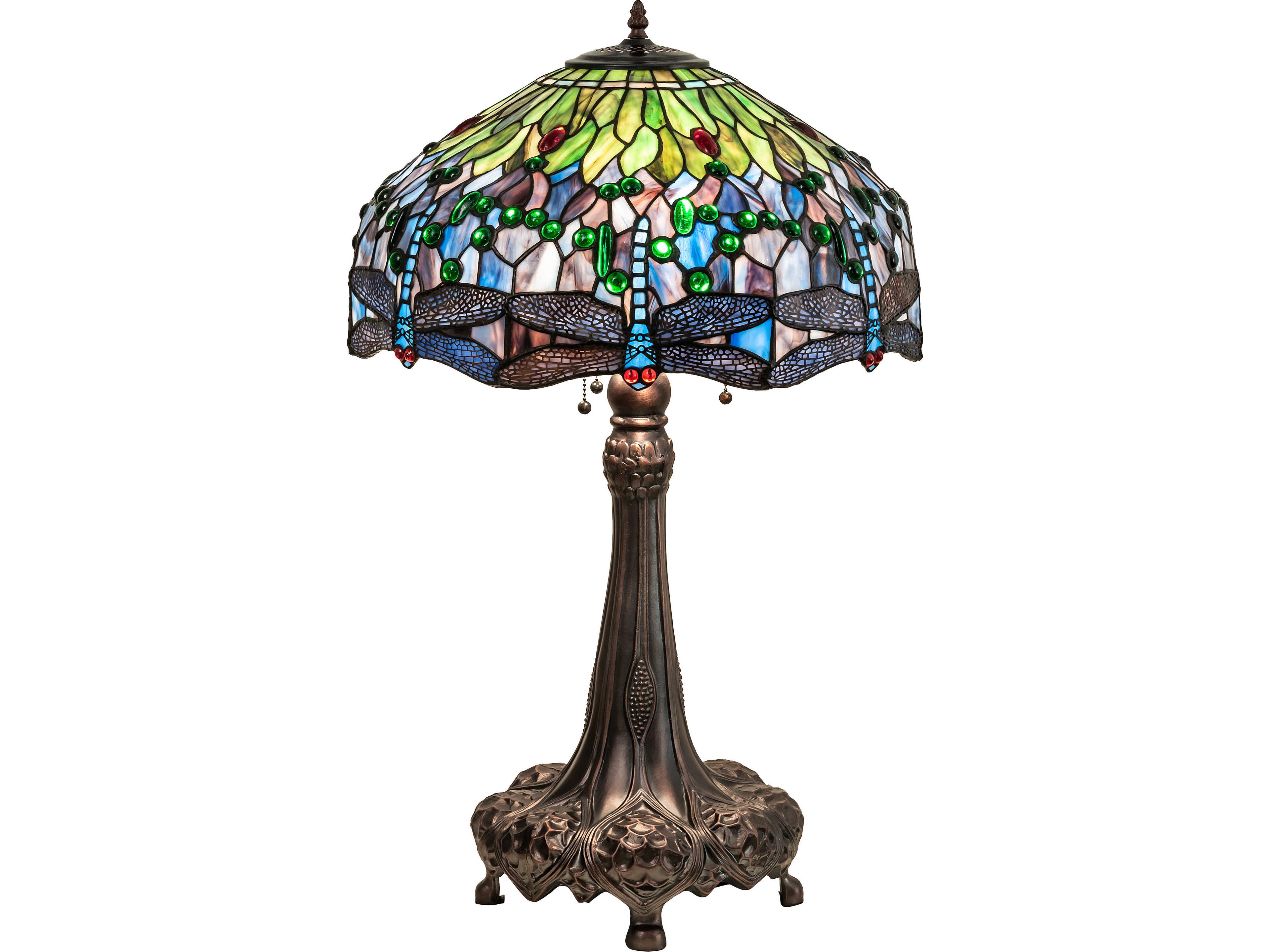 Tiffany Hanginghead Dragonfly Bronze Traditional Buffet Lamp