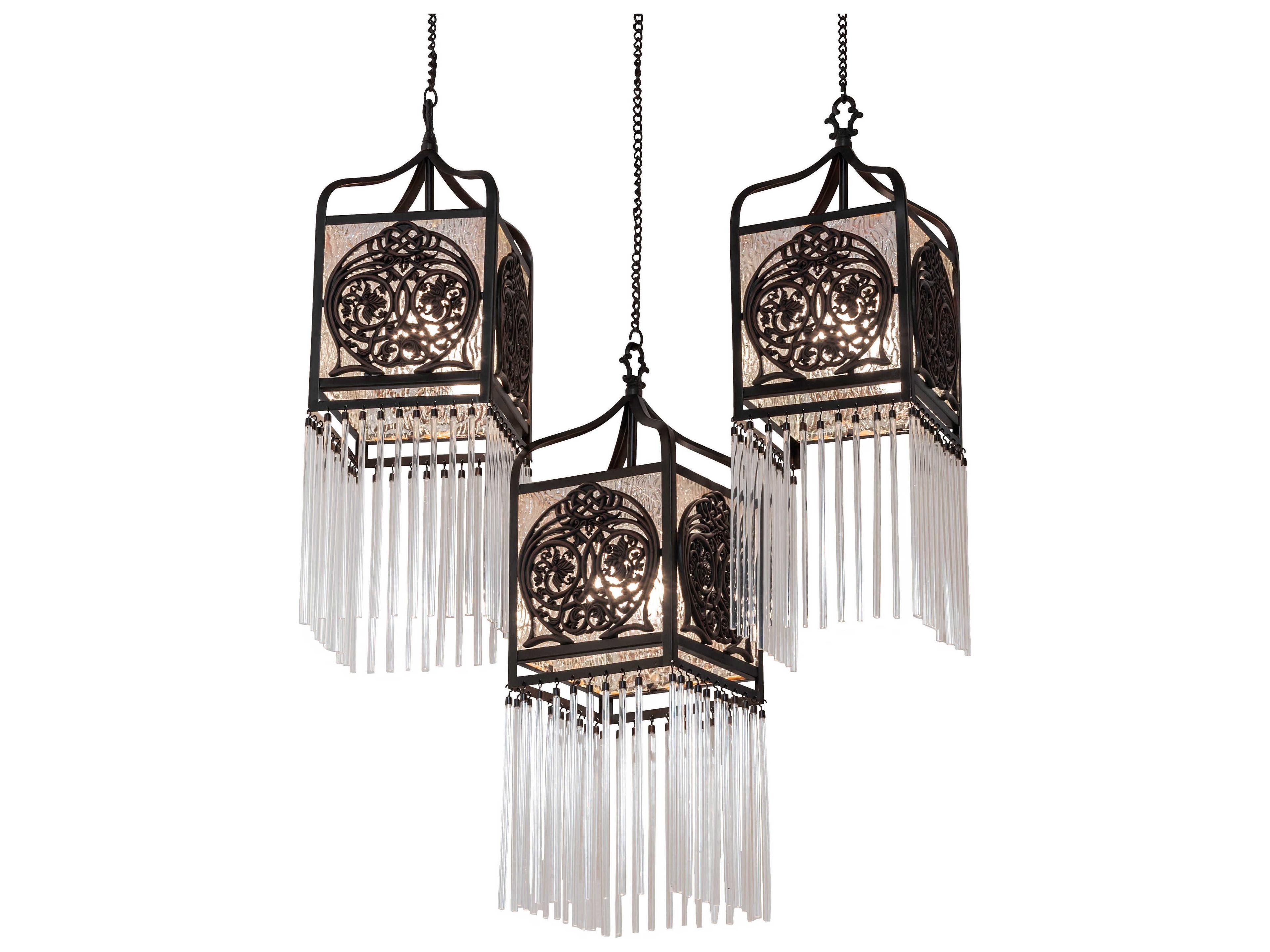 Celtic Knot 3-Light Mahogany Bronze Glass Pendant