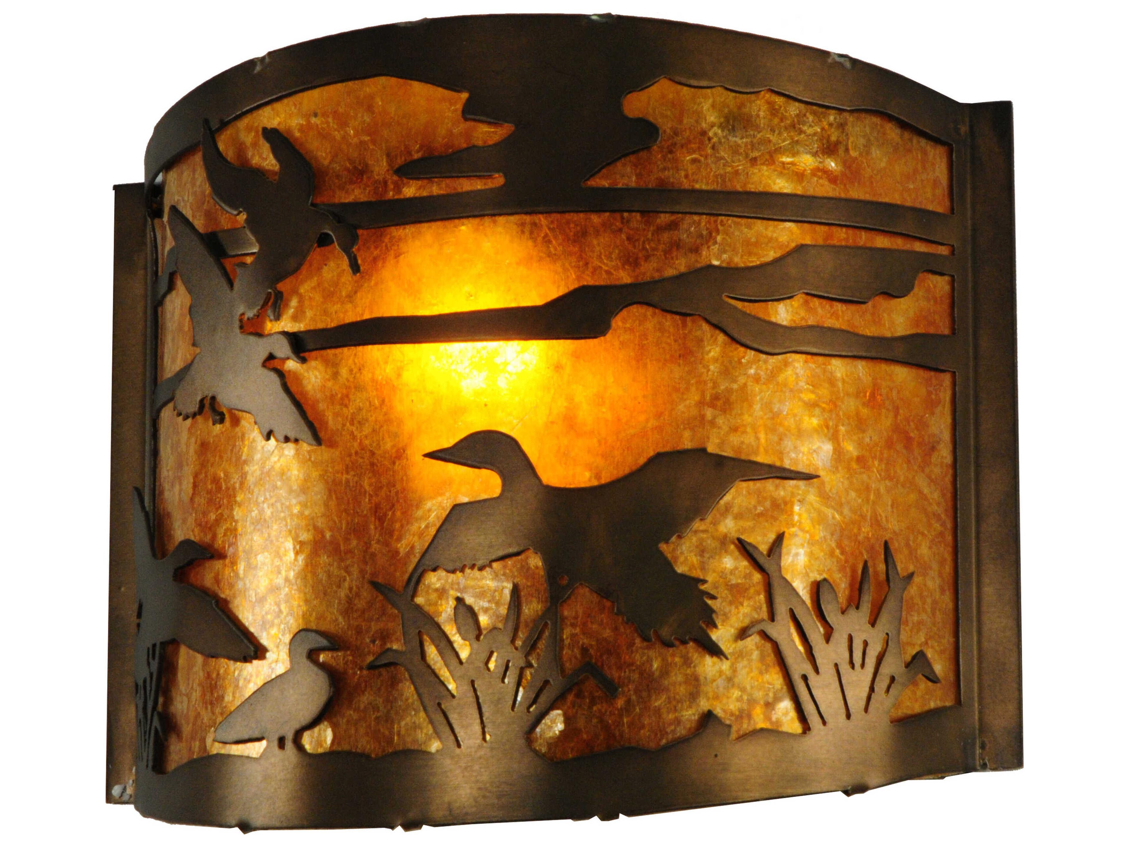 Ducks In Flight 1-Light Antique Copper Wall Sconce