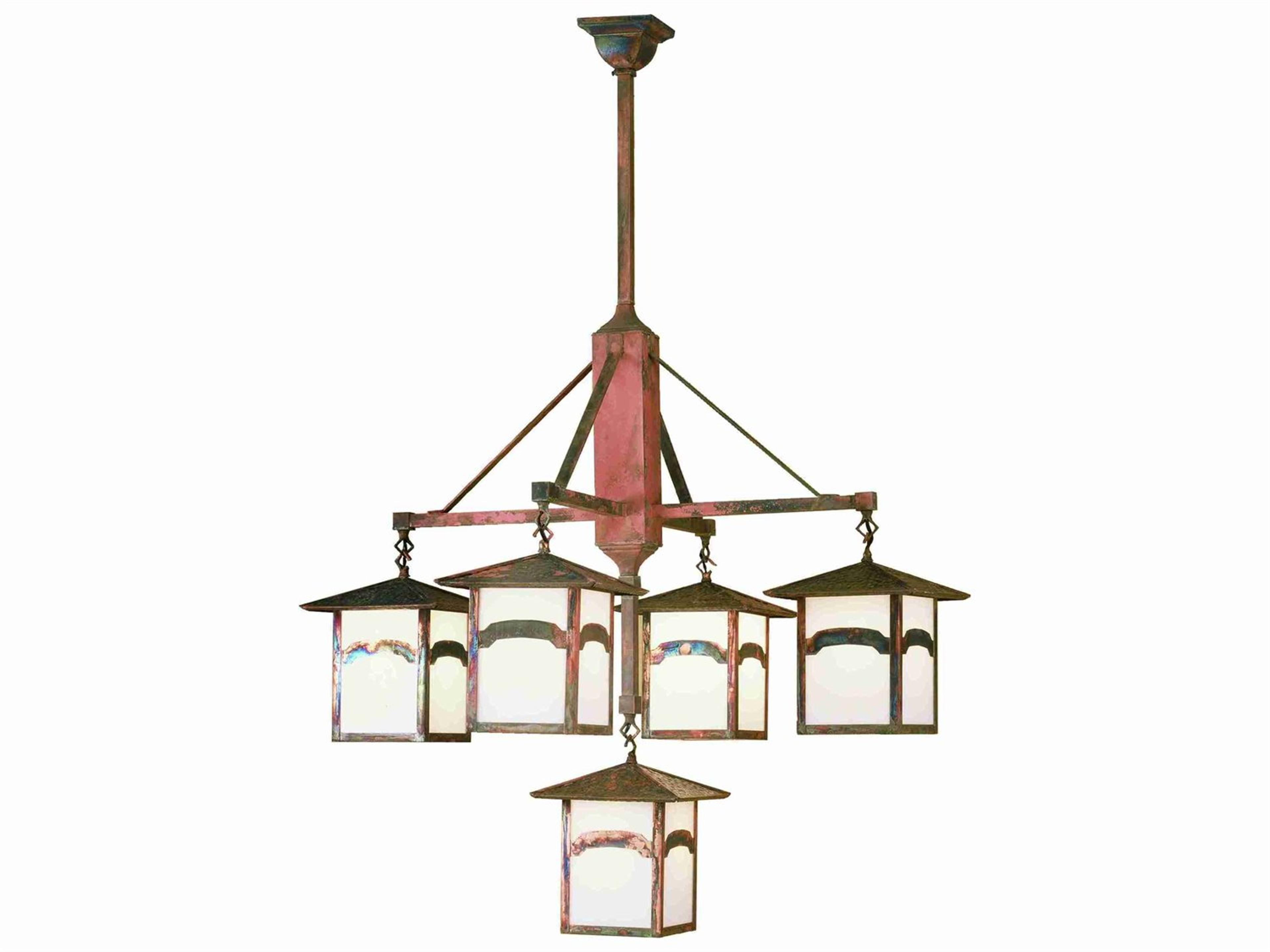 5-Light Vintage Copper Glass Island Pendant