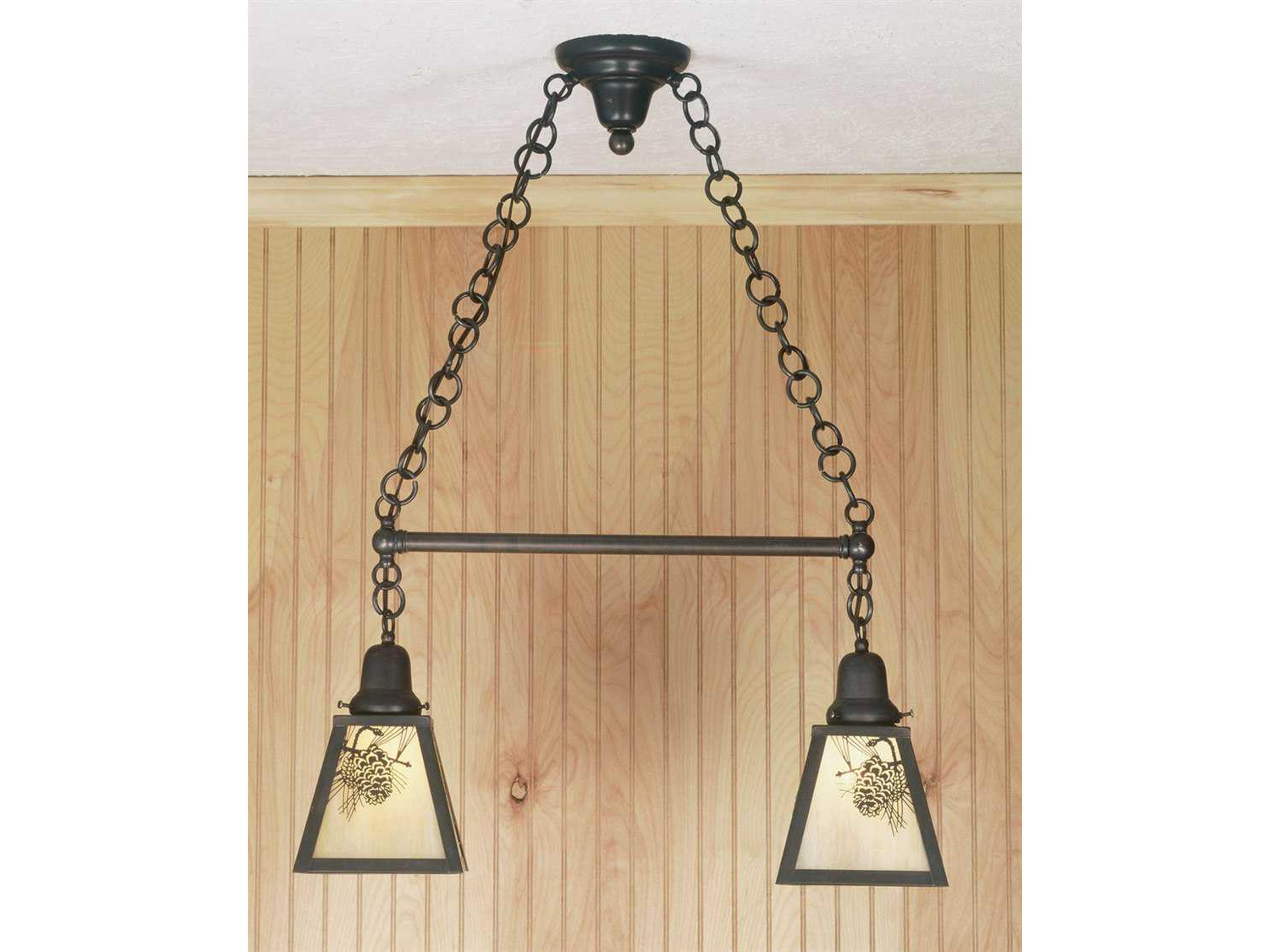 Winter Pine 2-Light Brown Traditional Linear Island Pendant