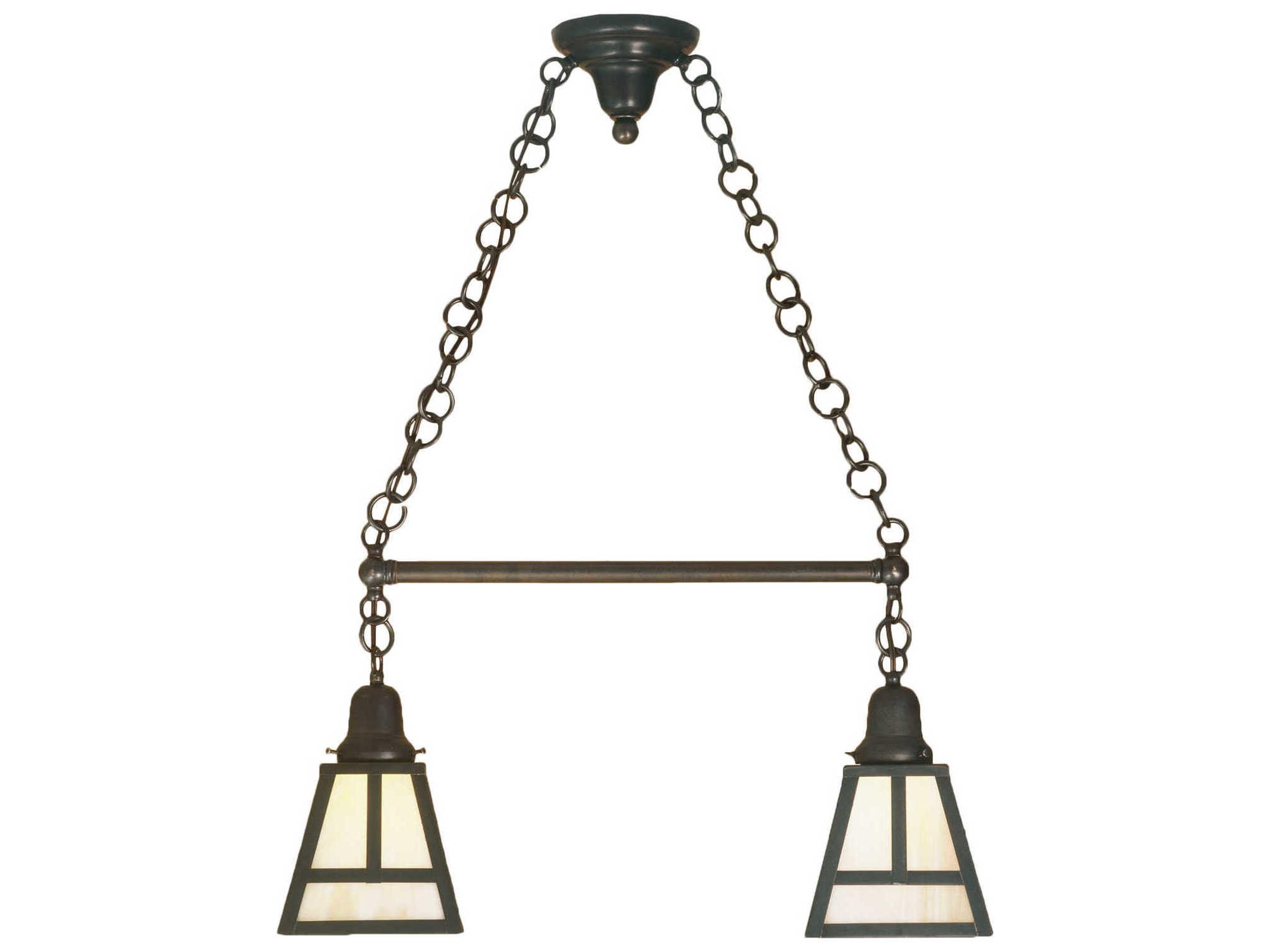 T Mission T" Mission" 2-Light Bronze Traditional Linear Island Pendant